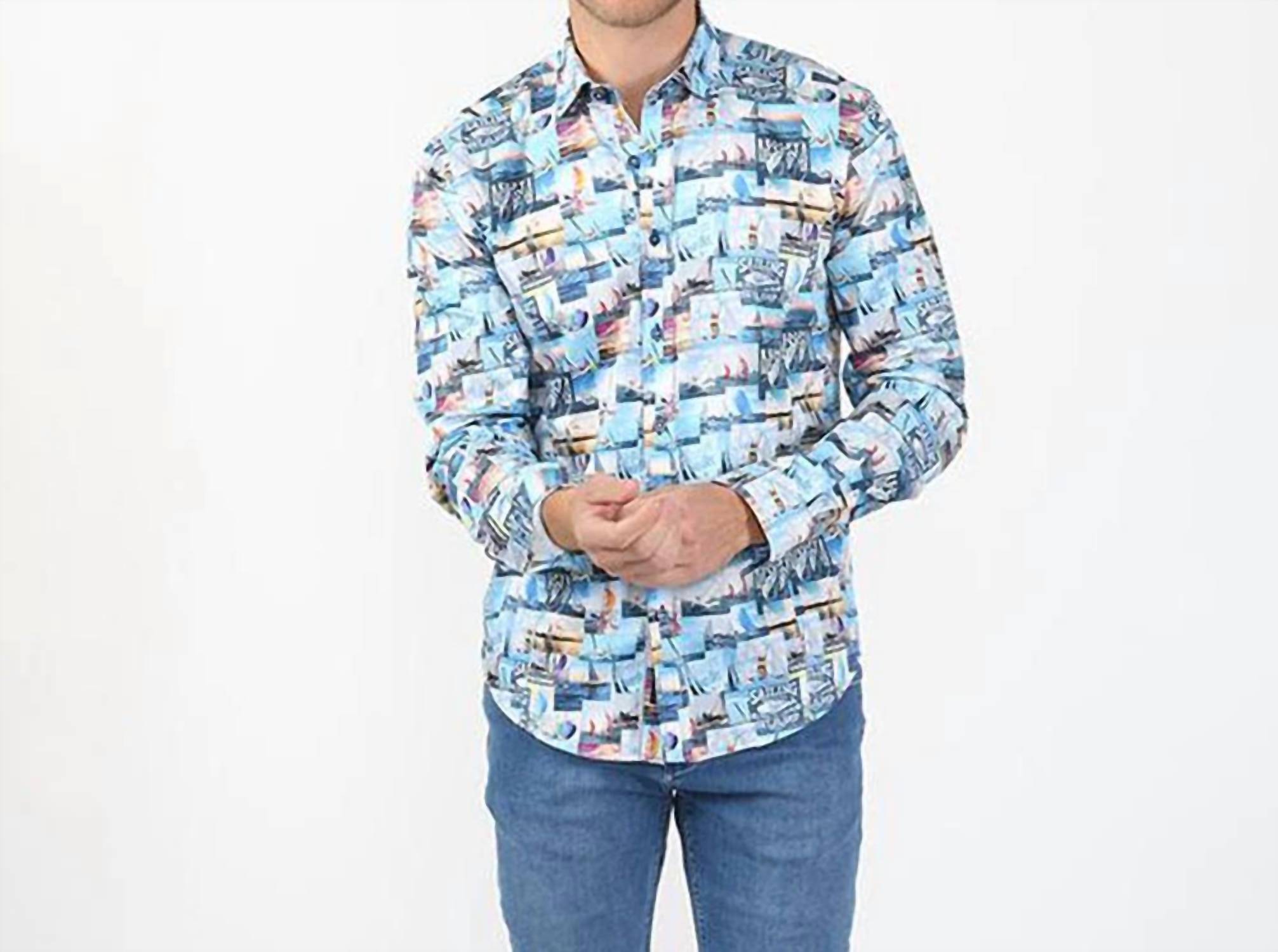 Eight X Sailboat Button Down Shirt Blue