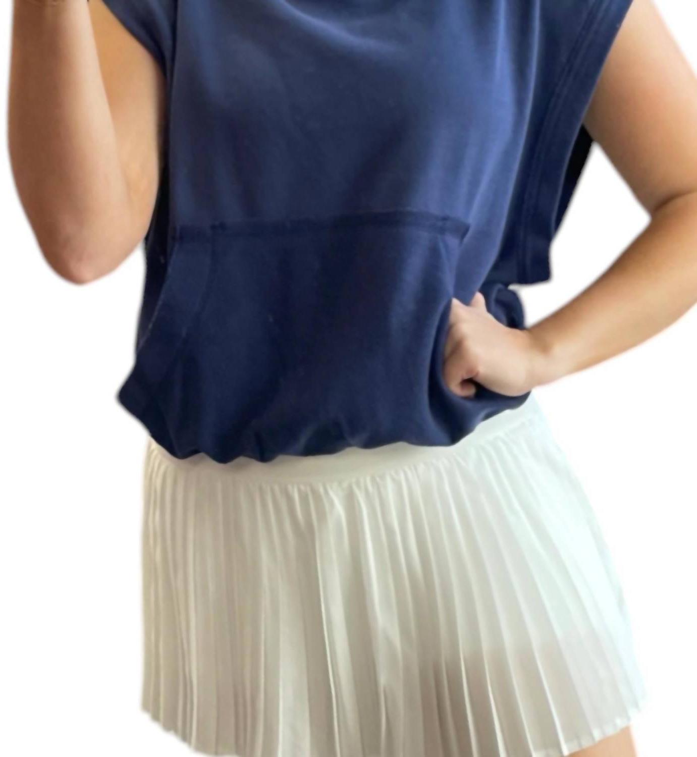 Bucketlist Hooded Muscle Pullover Top Blue - Picture 3 of 10