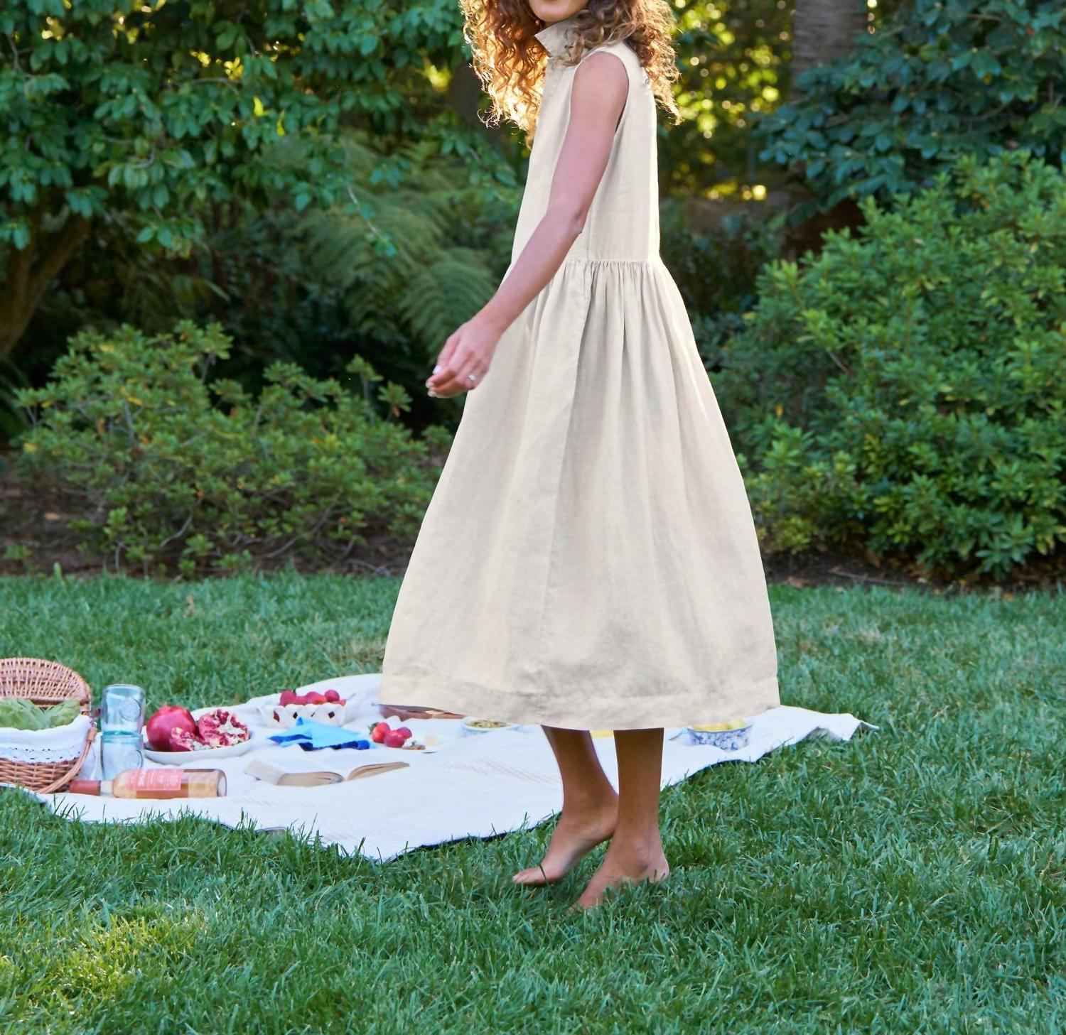 Frank & Eileen Daphne Sleeveless Popover Dress Sand - Picture 4 of 11