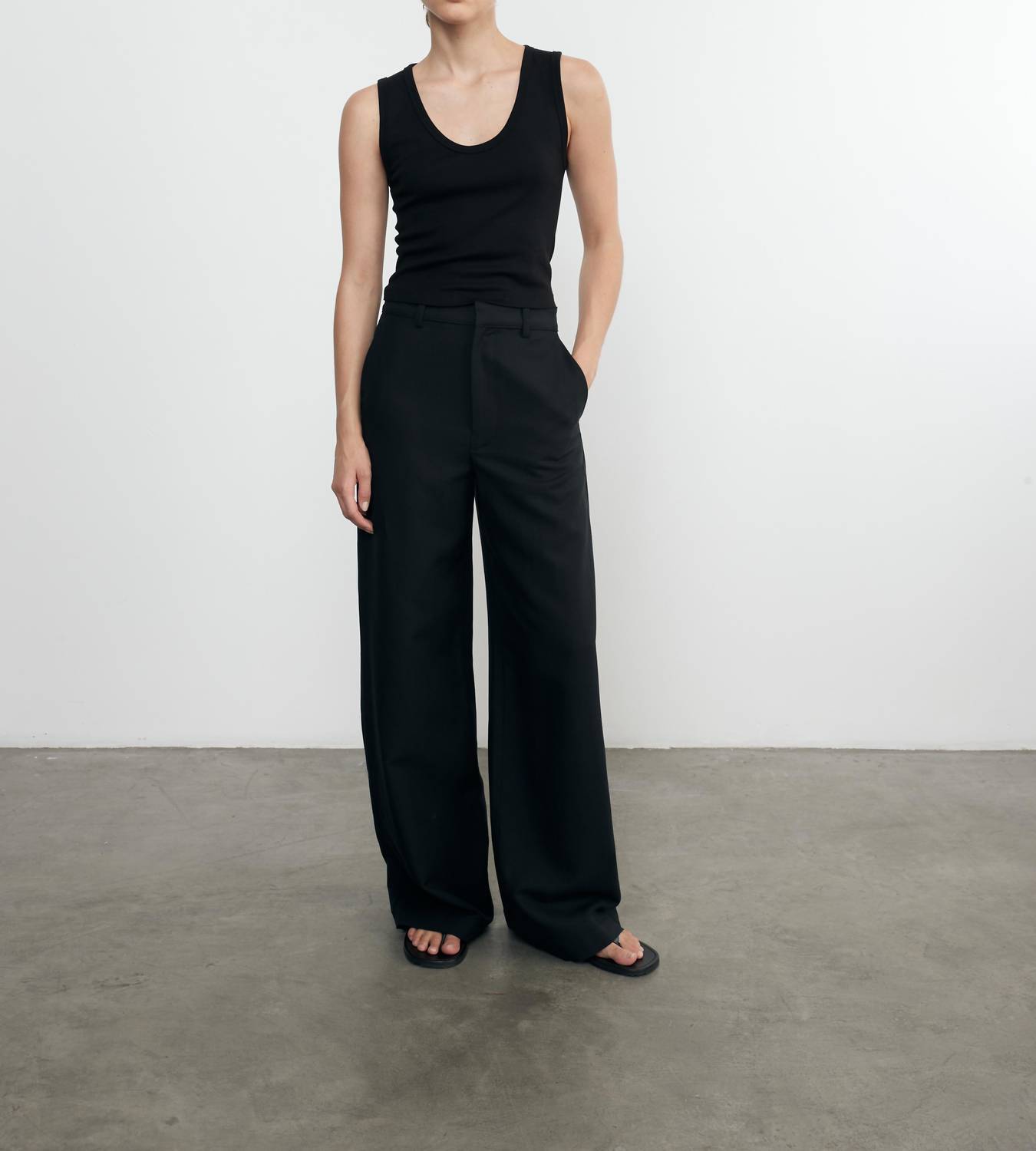 Enza Costa Supima Baby Rib Cropped Fittted U Tank Black