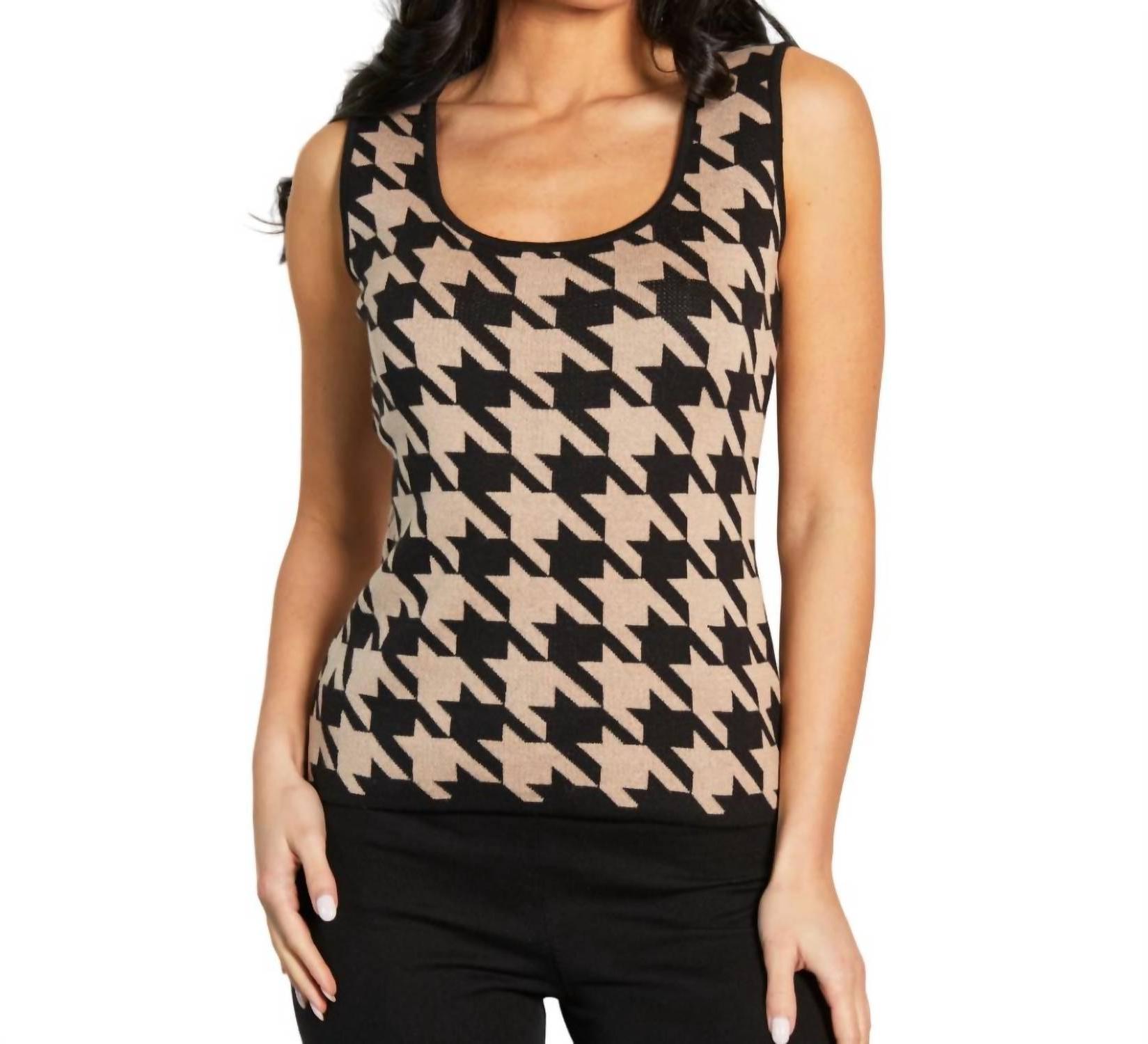 Angel Apparel Houndstooth Tank Black/sand - Picture 2 of 9