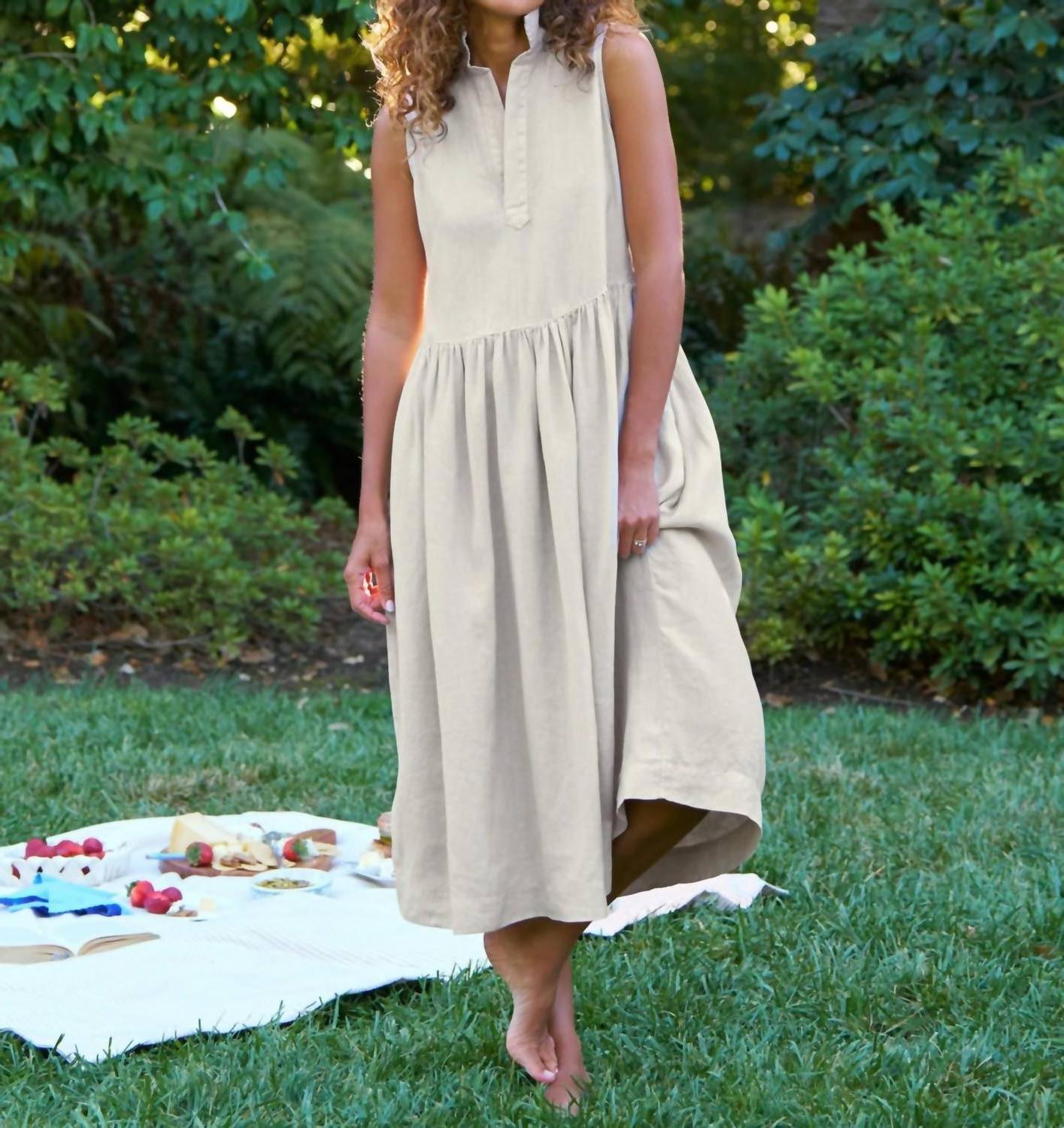 Frank & Eileen Daphne Sleeveless Popover Dress Sand - Picture 2 of 11