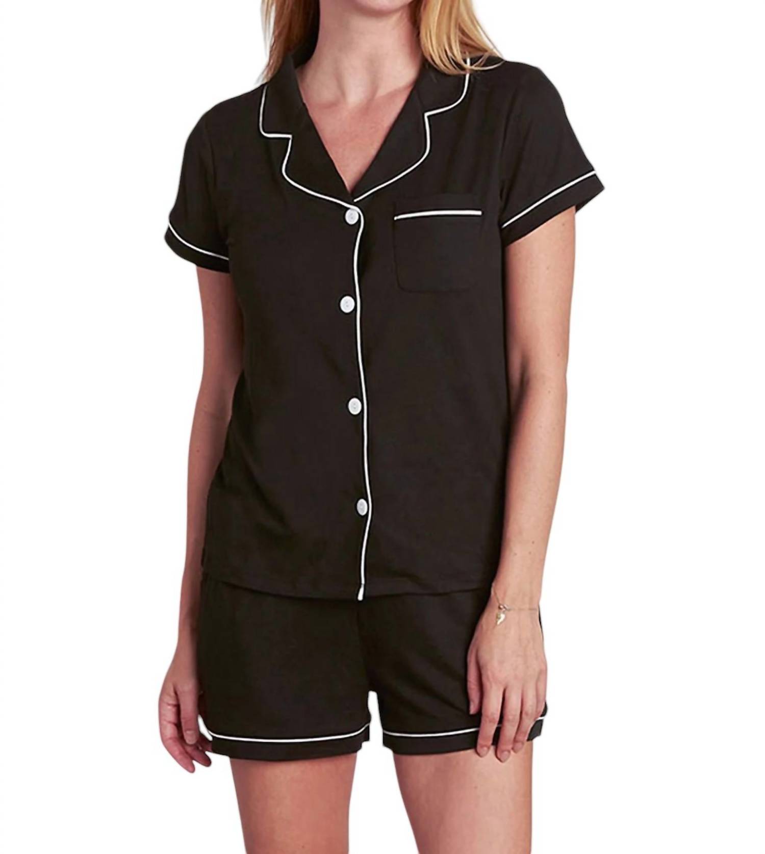 Tart Collections Dixie Pajama Top And Short Set Black - Picture 2 of 13