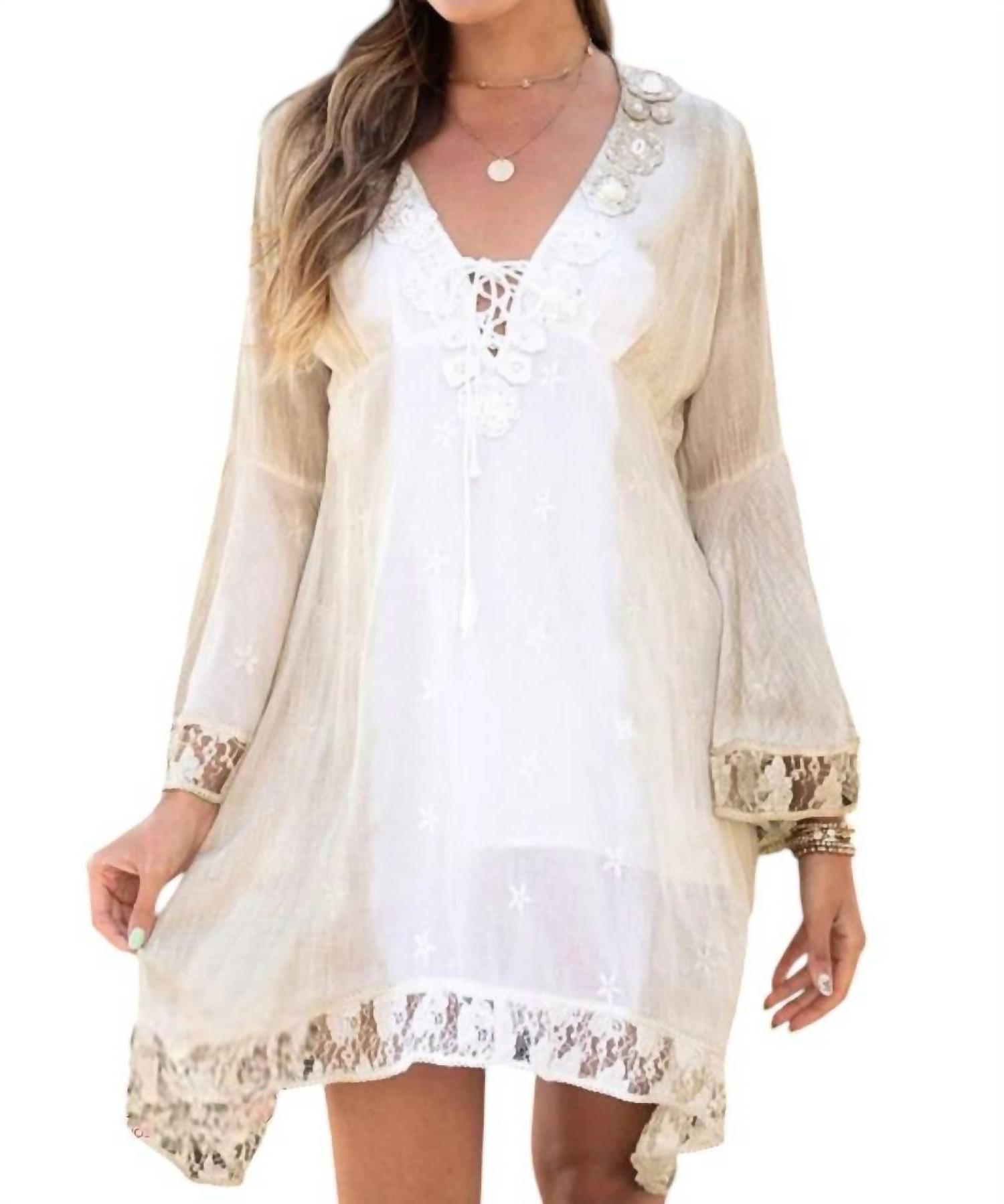 Venti6 ariella shells & lace bell sleeves dress Taupe