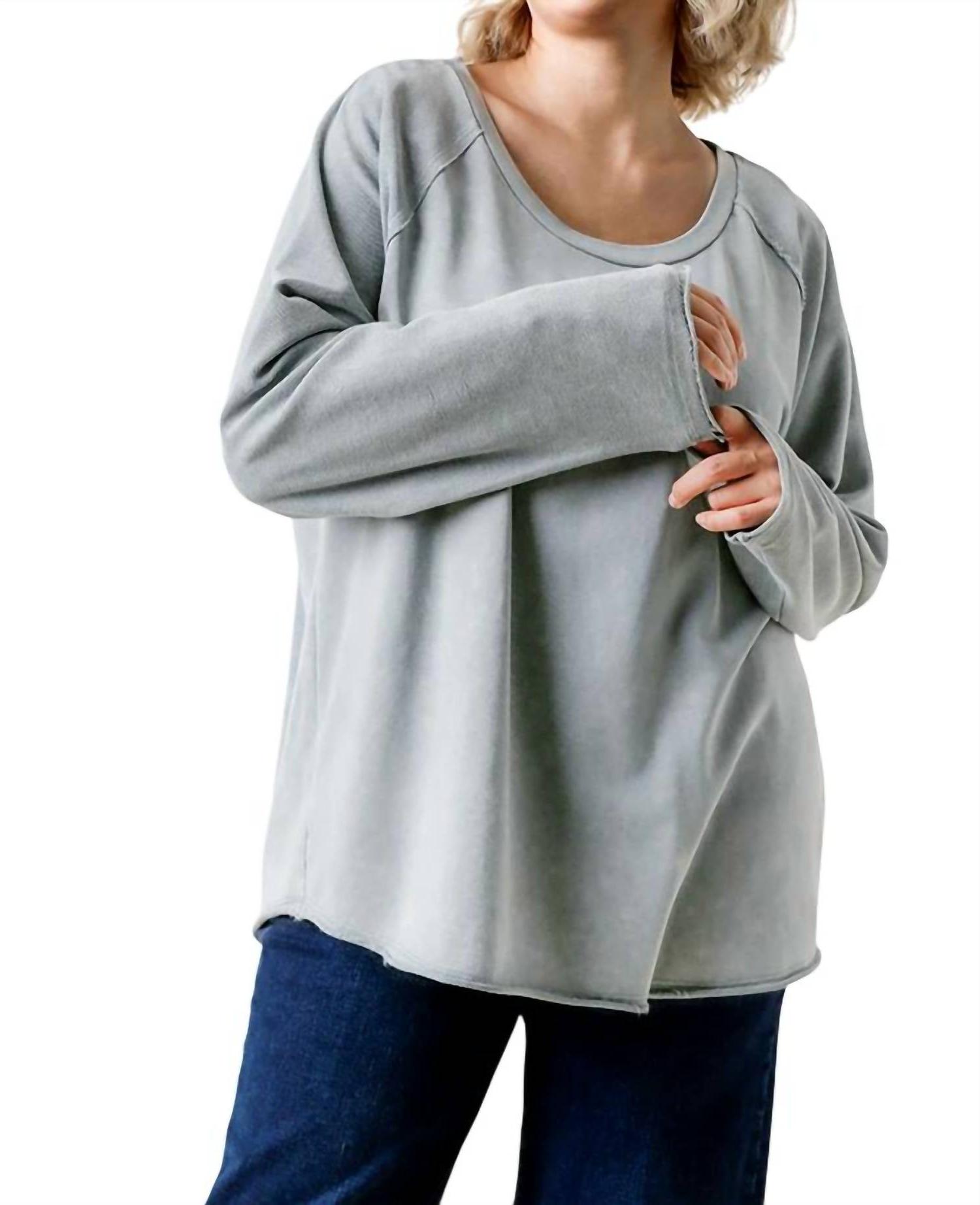 Umgee Mineral Washed Raw Hem Top Grey - Bild 5 von 16