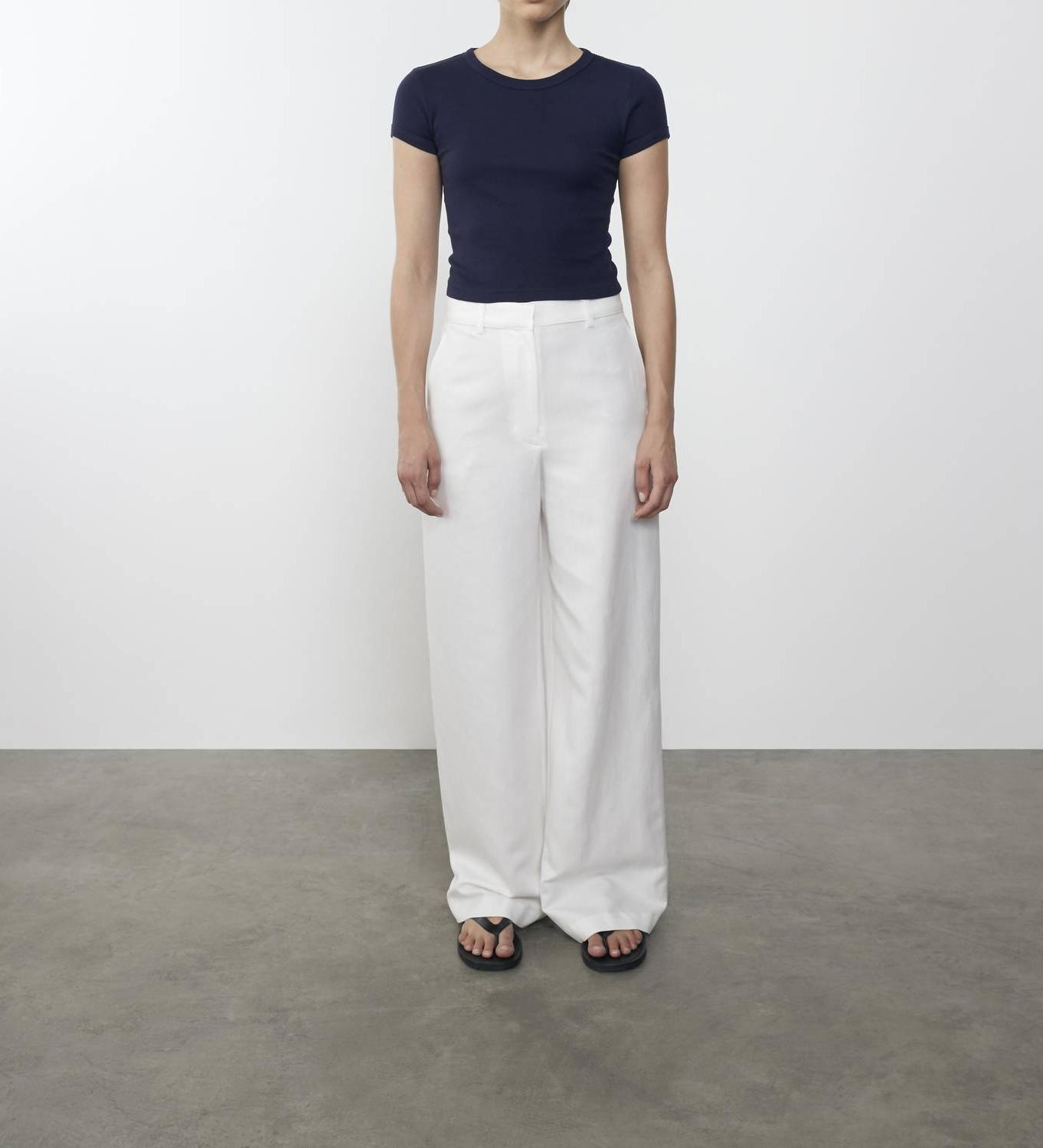 Enza Costa Supima Baby Rib Cropped Tee Indigo