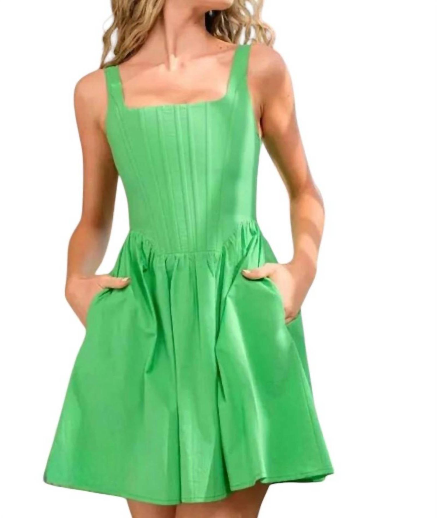 Papermoon Skye Corset Sleeveless Mini Dress Green - Picture 5 of 11