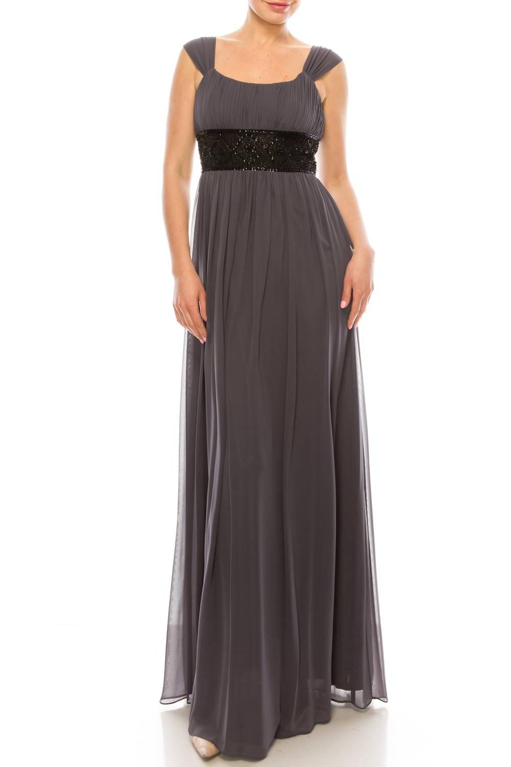 Decode 1.8 ruched empire waist embellishment detail chiffon dress Grey - Picture 2 of 10