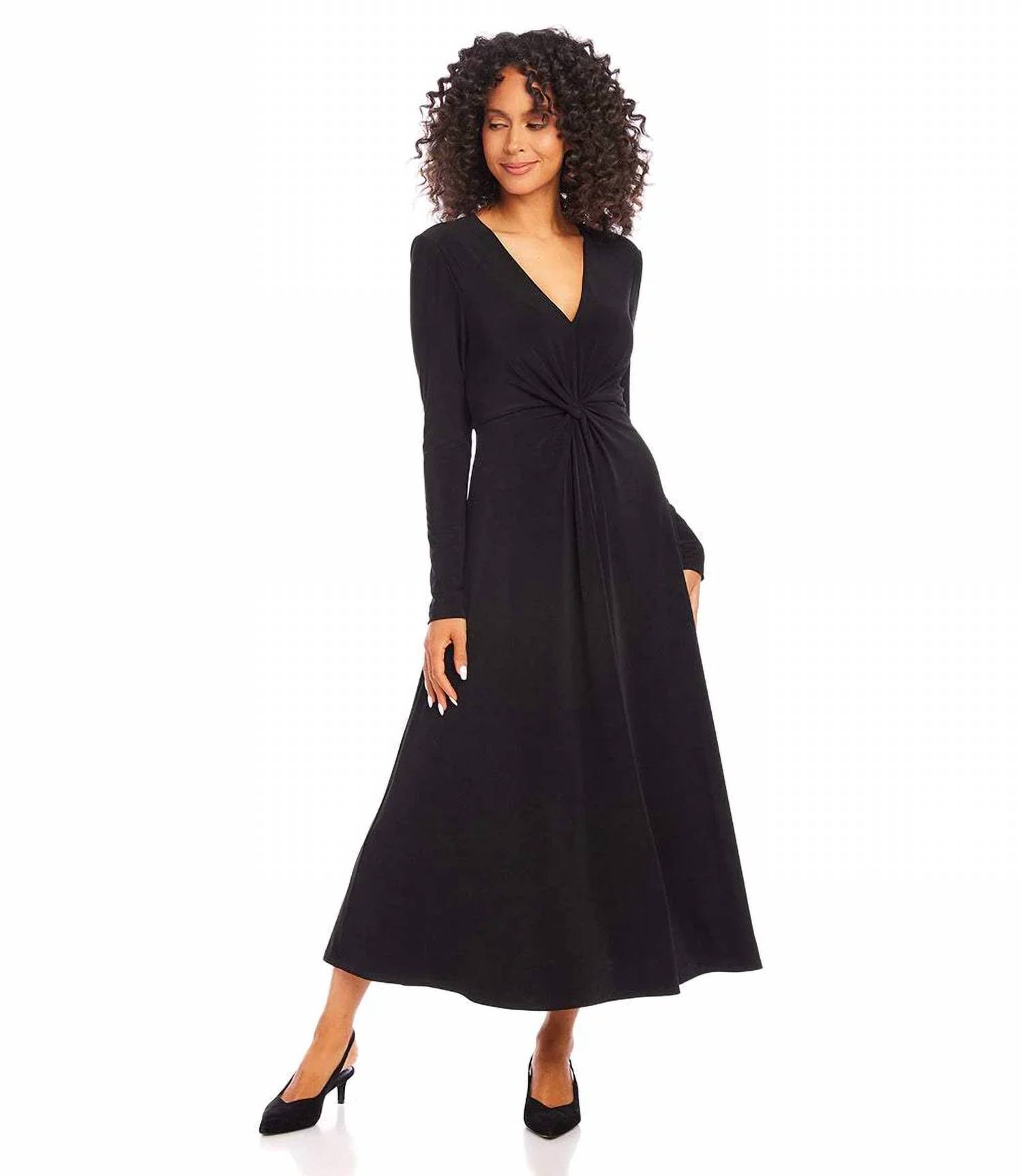 Karen Kane Monroe Travel Jersey Twist Front Midi Dress Black