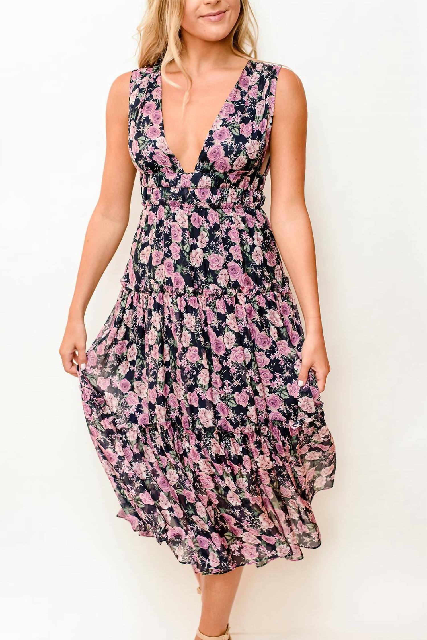 Pre-owned Cami Nyc Hedy Dress In Mulberry Rose In Pattern