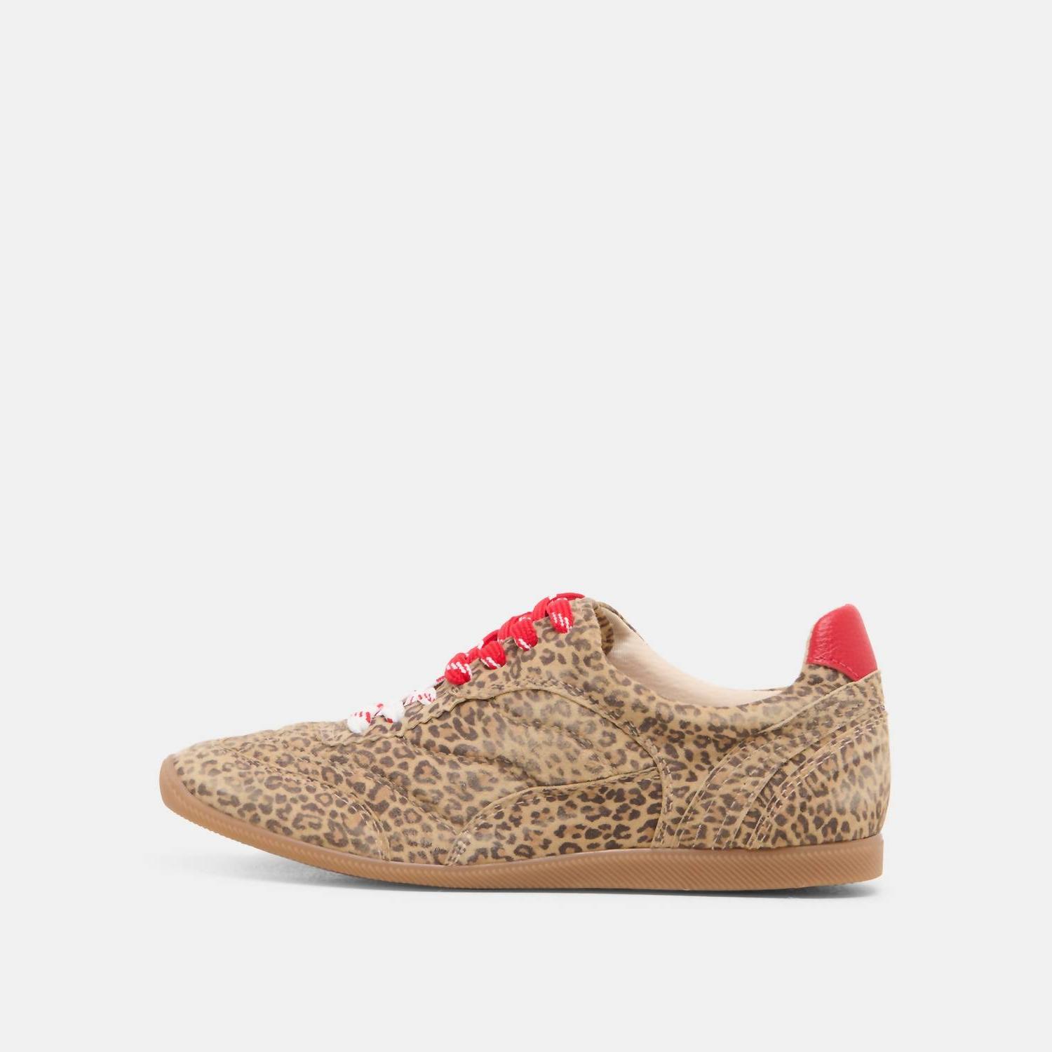 Dolce Vita Women's Laini Sneaker Tan Leopard Printed Suede - Picture 3 of 9