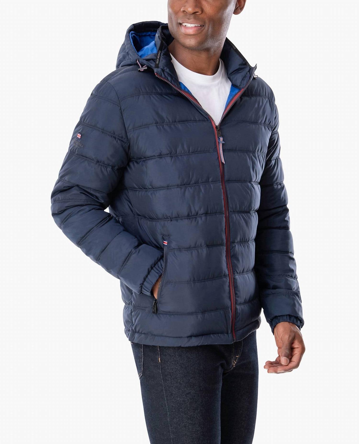 London Fog Plainfield Hooded Puffer Jacket Midnight Blue - Picture 3 of 9