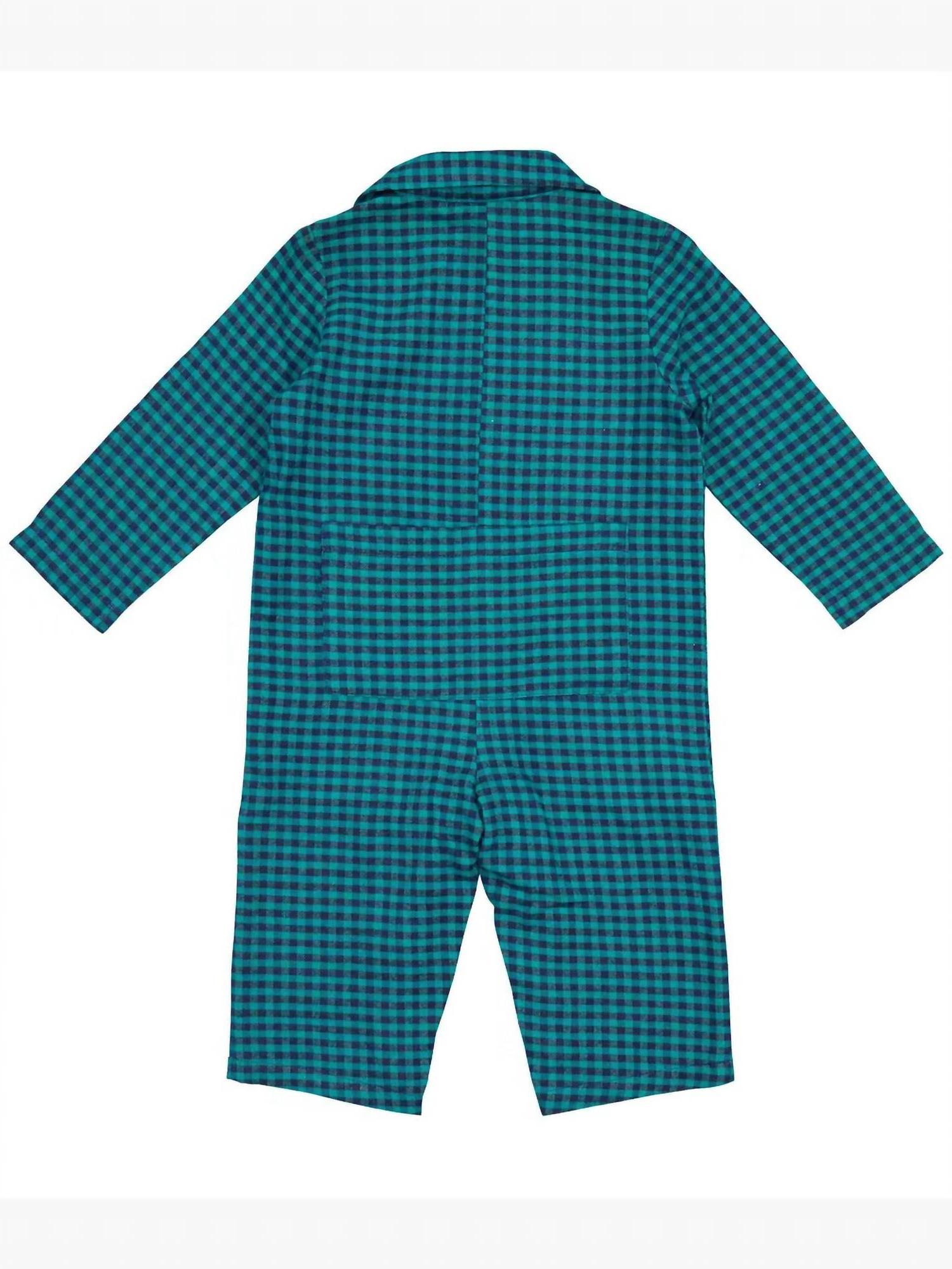 Petit Confection Kids' Checkered Flannel Romper Teal - Picture 3 of 5