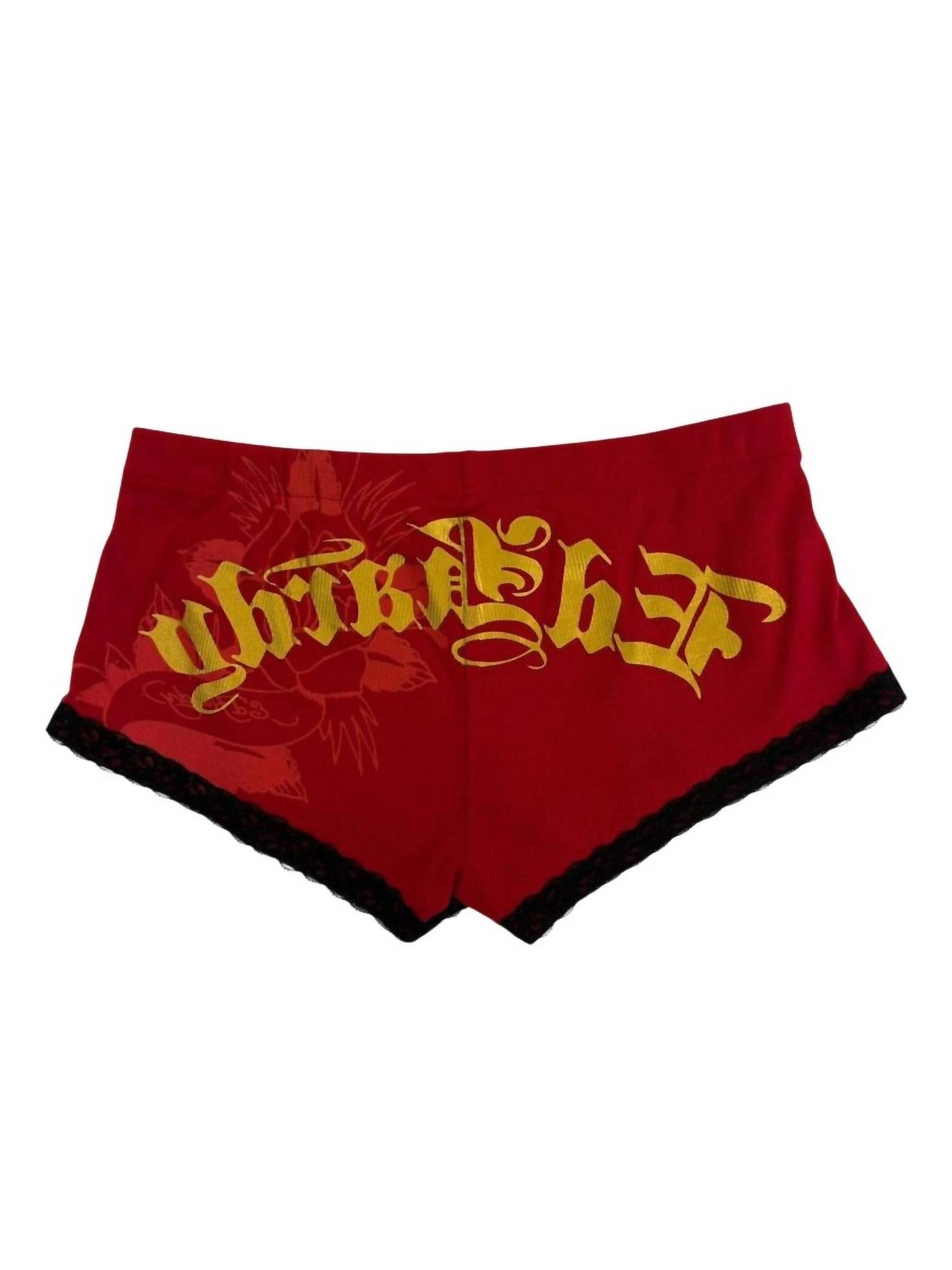 Ed Hardy Women's Born Free Swallows Cheeky Short Red | eBay