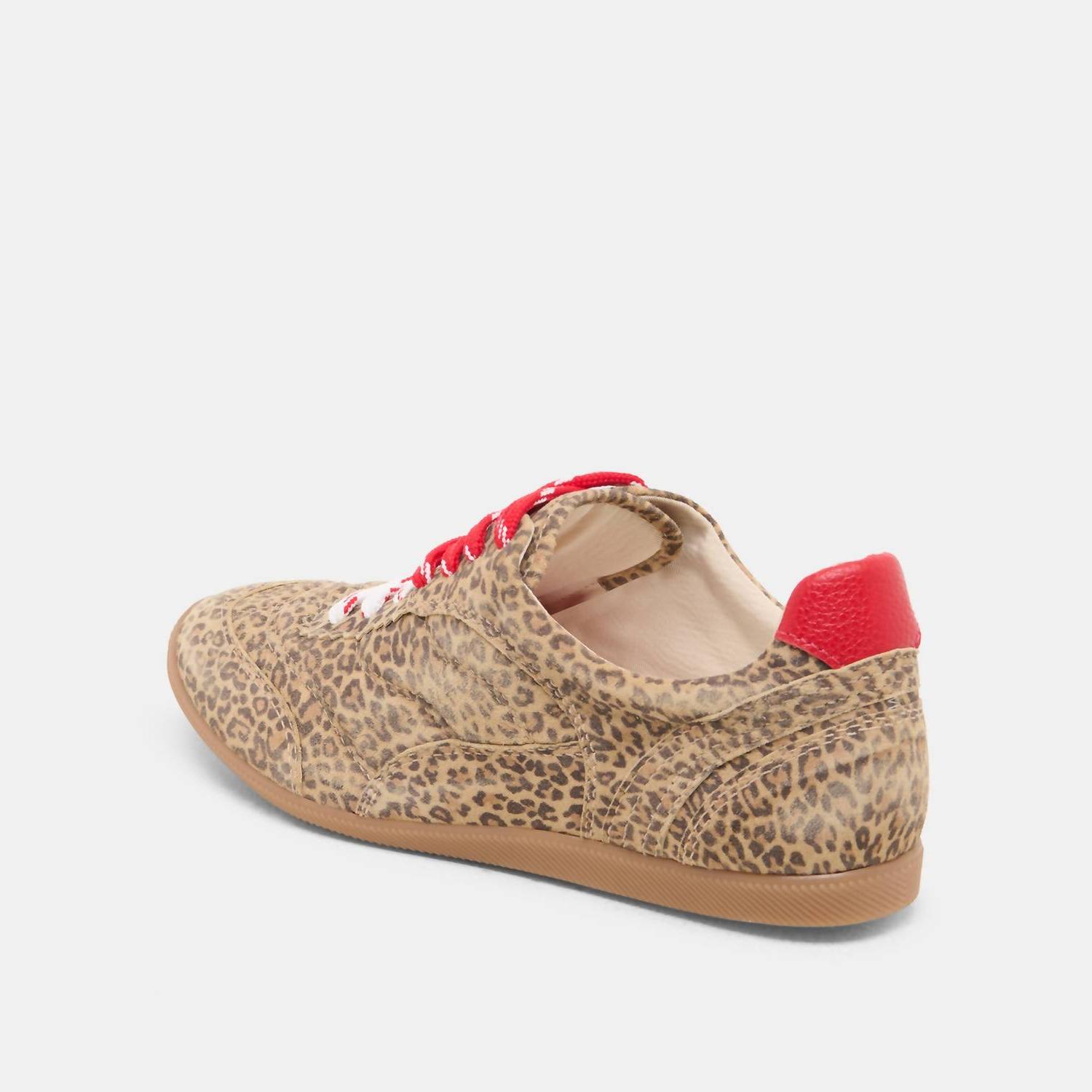 Dolce Vita Women's Laini Sneaker Tan Leopard Printed Suede - Picture 4 of 9