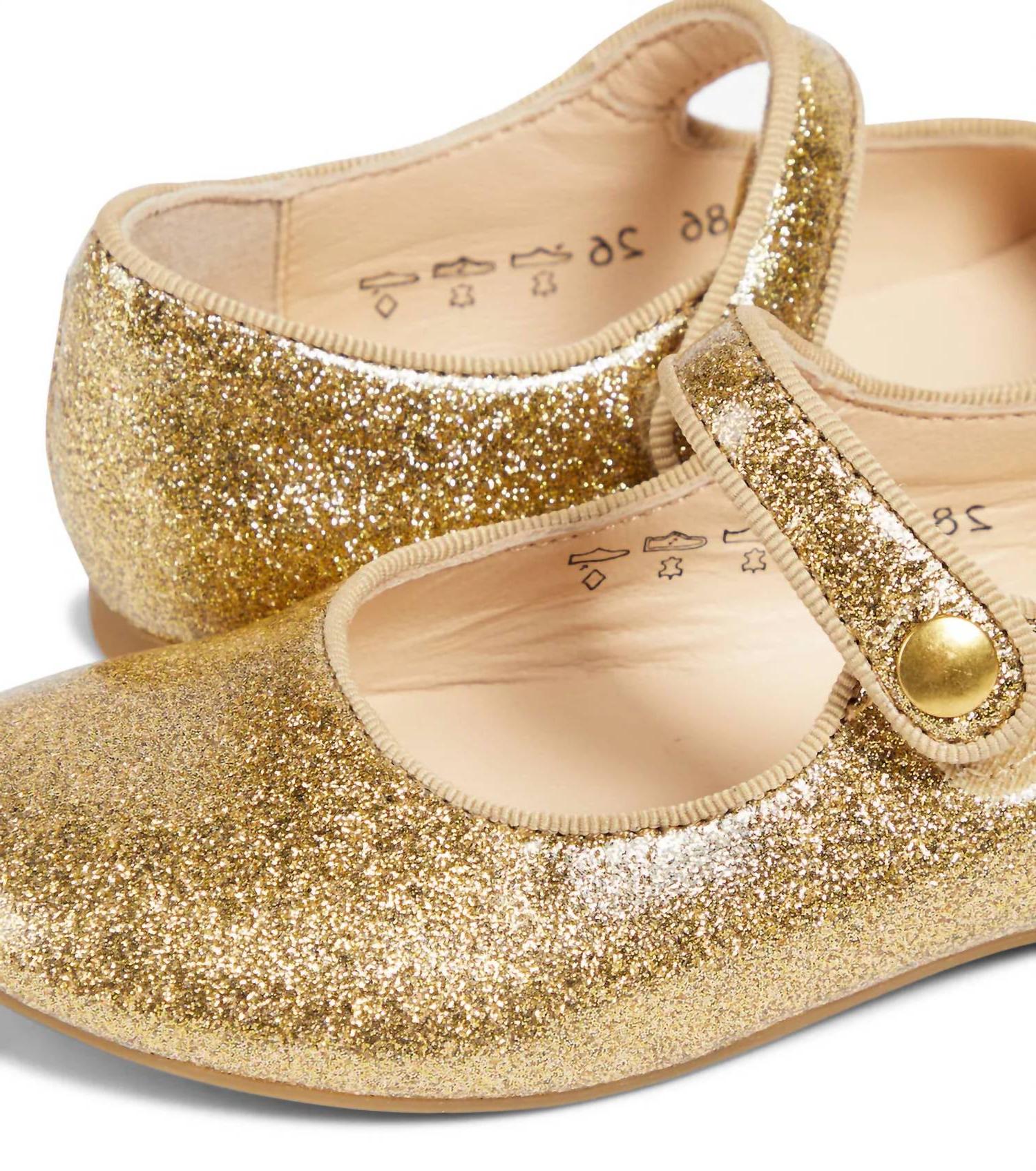 Pom D'api girl's daisy glitter lisse mary jane shoe Oro / Gold - Picture 5 of 25