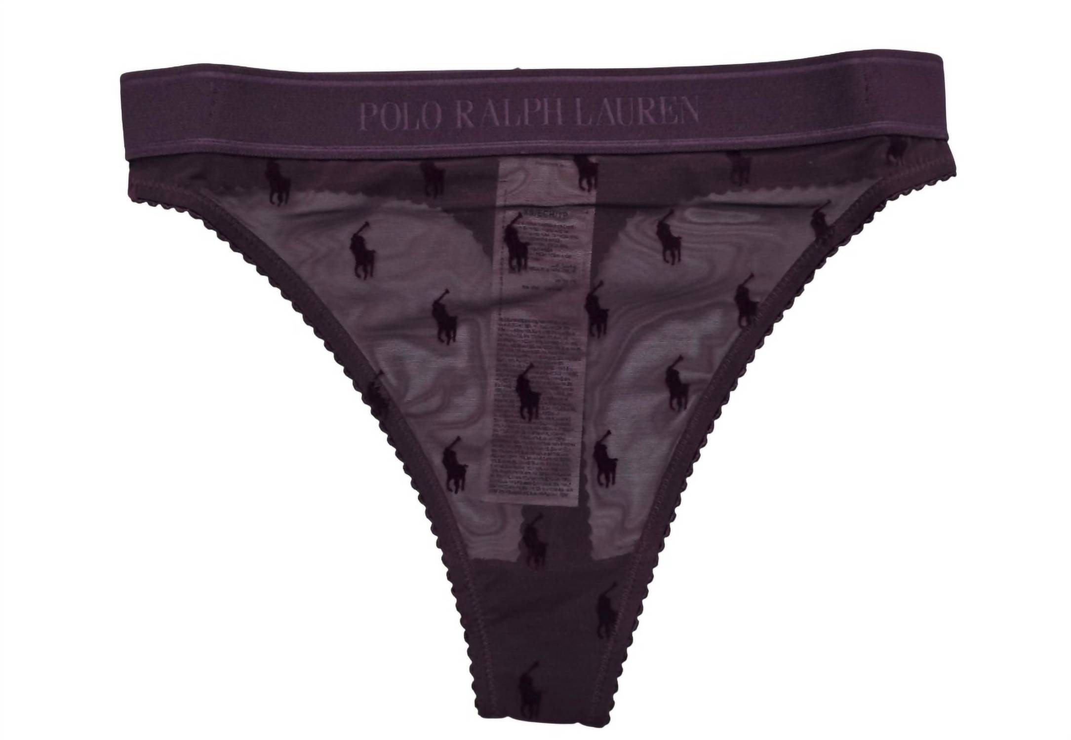 Polo Ralph Lauren Women’s High Rise Flocked Pony Thong Aubergine