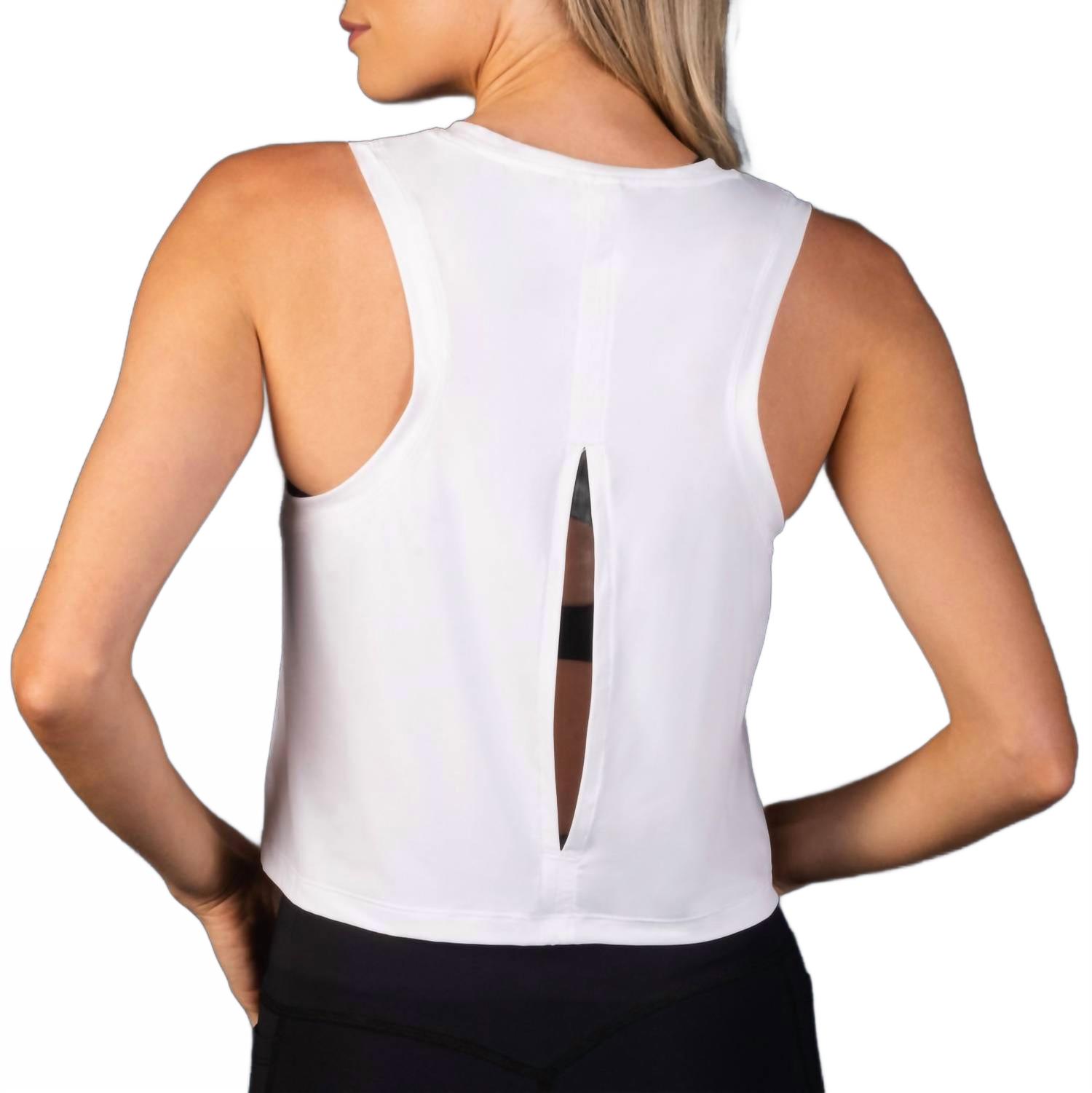 Laird Cropped Open Back Workout Tank Top White - Bild 3 von 13