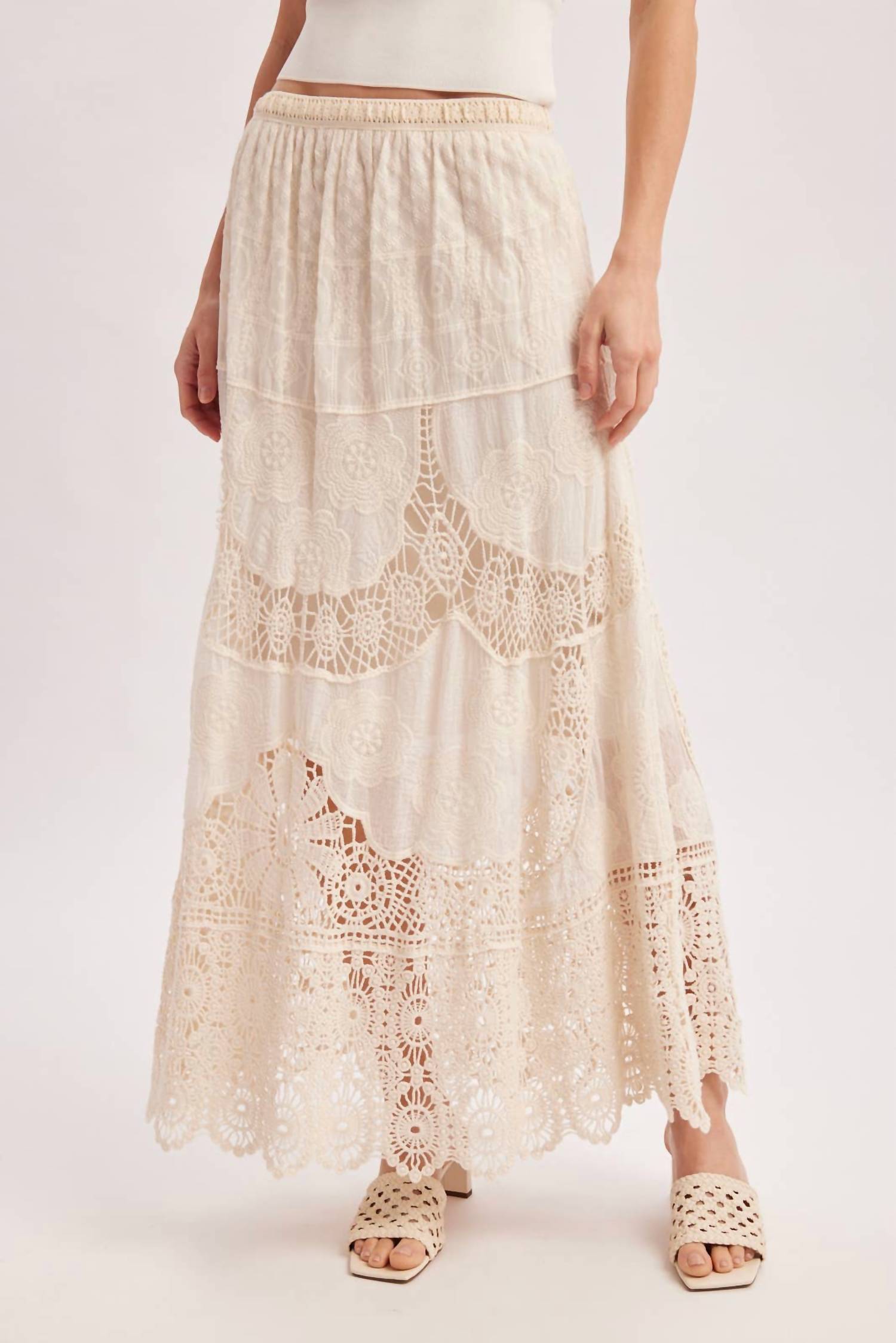 Bluivy Elsa Lace Maxi Skirt Beige