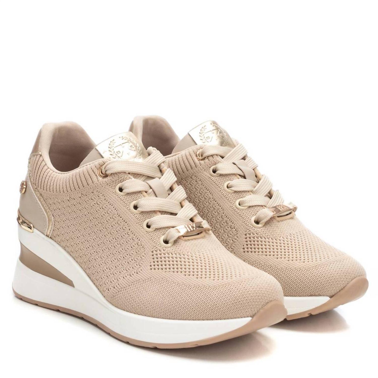 Xti Sneakers comode donna con zeppa beige - Foto 5 di 11