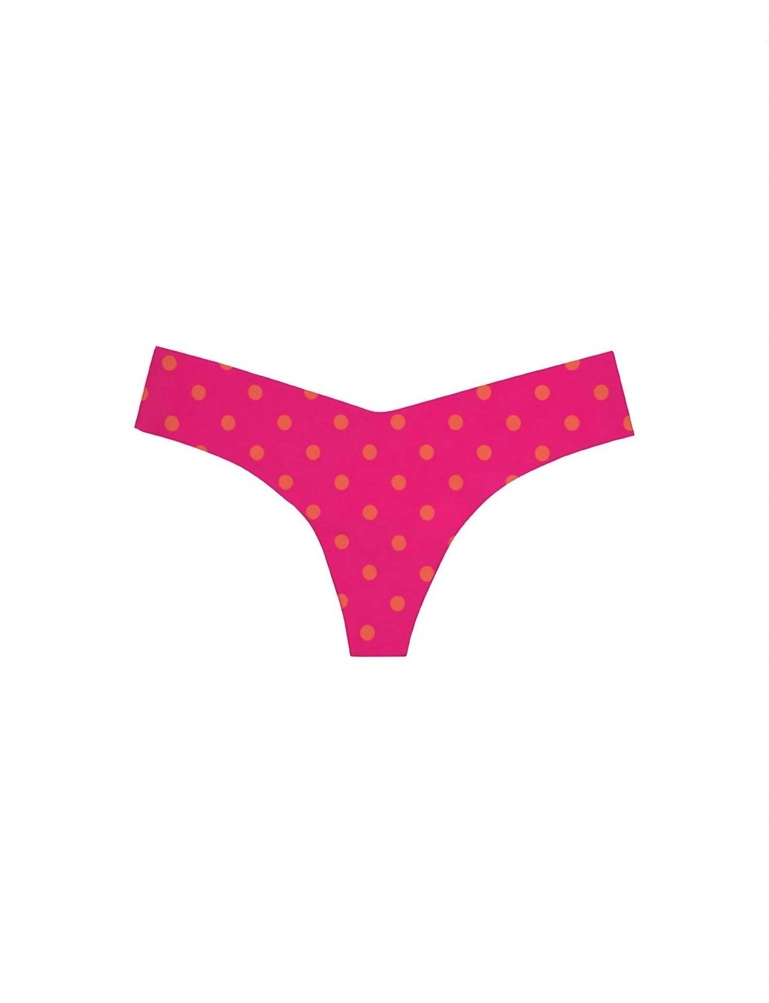 Commando women's printed low rise thong Button Shocking Pink - Picture 2 of 5