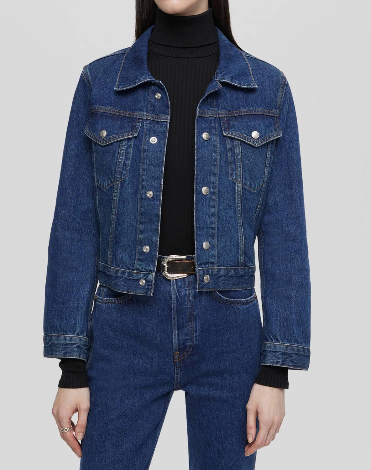 Re/done Baby Trucker Denim Jacket Faded Rider Wash