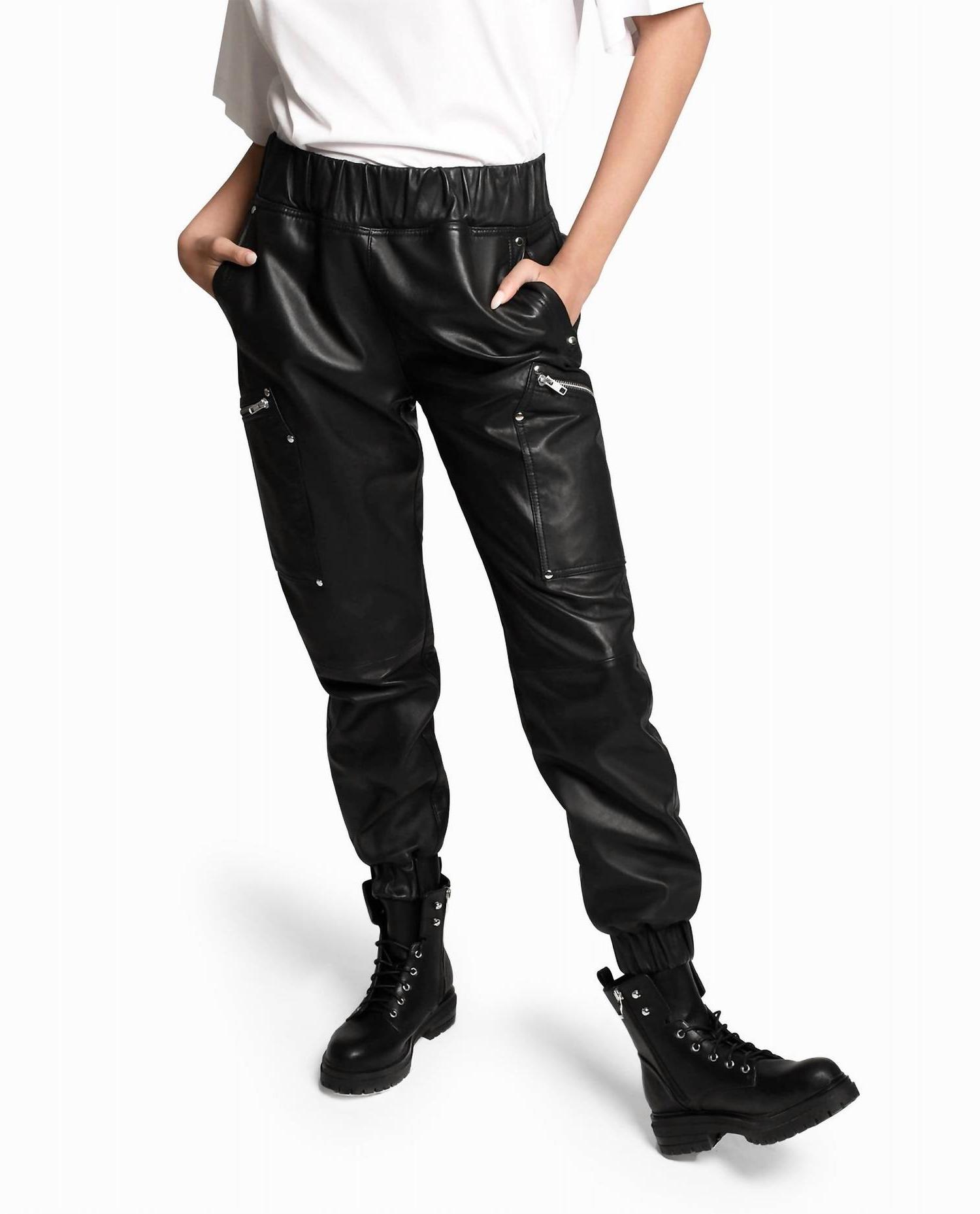 Nicole Miller Leather Space Jogger Black - Picture 2 of 9