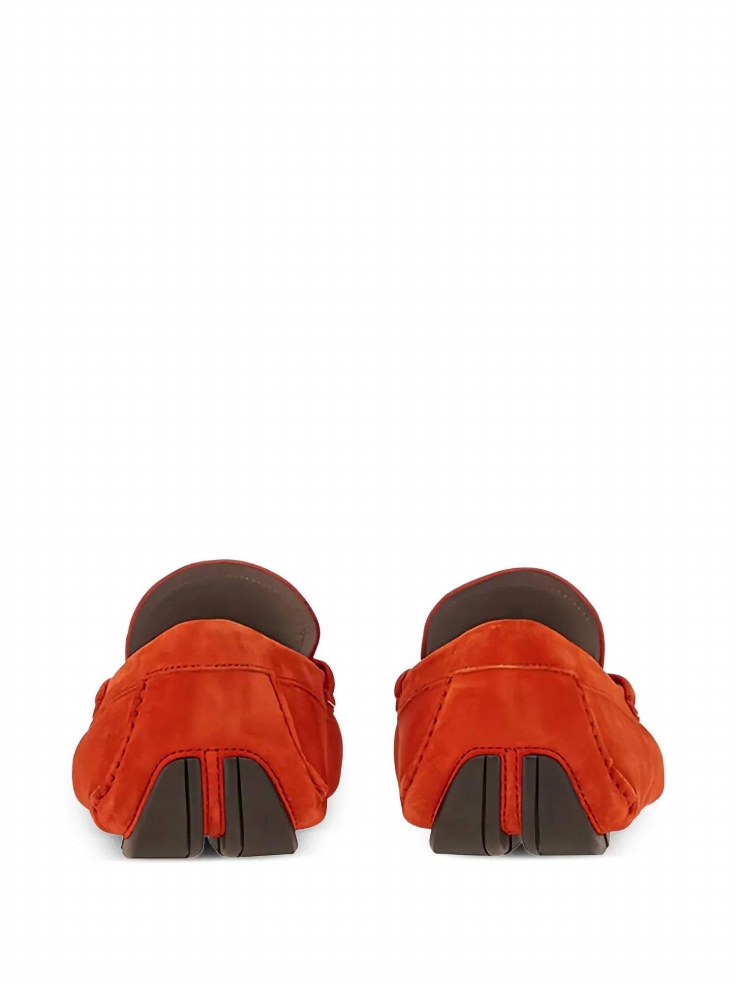 NEW SALVATORE FERRAGAMO men\'s suede leather loafers in red Ferragamo Front 4 Drivers – NYC Designer Outlet main image 2