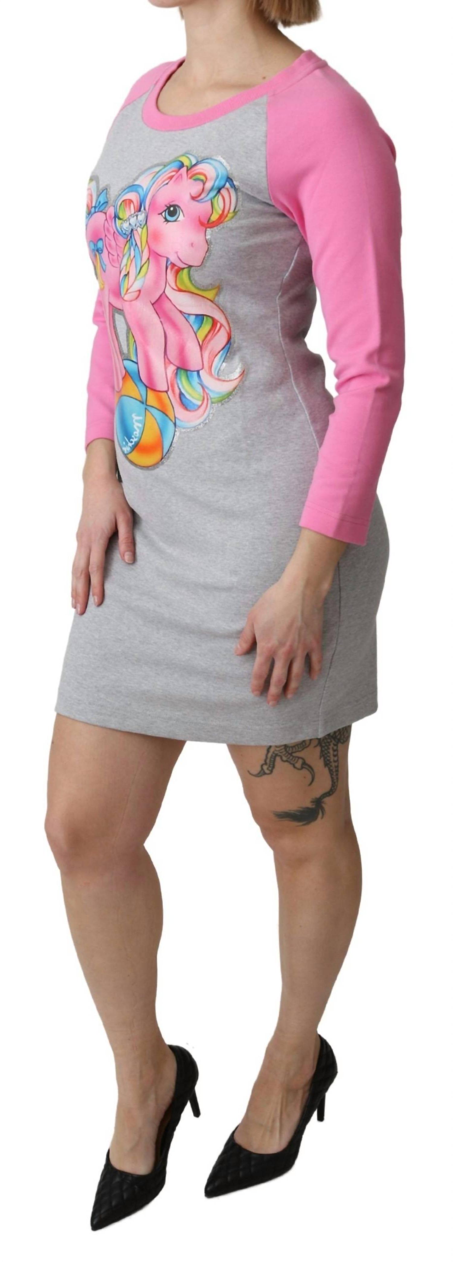 Moschino Women's Chic Sweater Dress Gray And Pink Accent - Picture 3 of 21