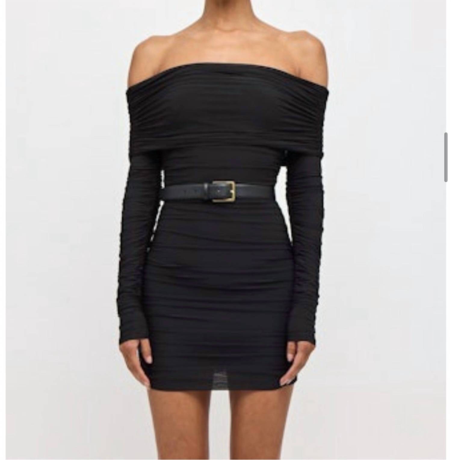 Ronny Kobo Kya Off The Shoulder Mini Dress Black
