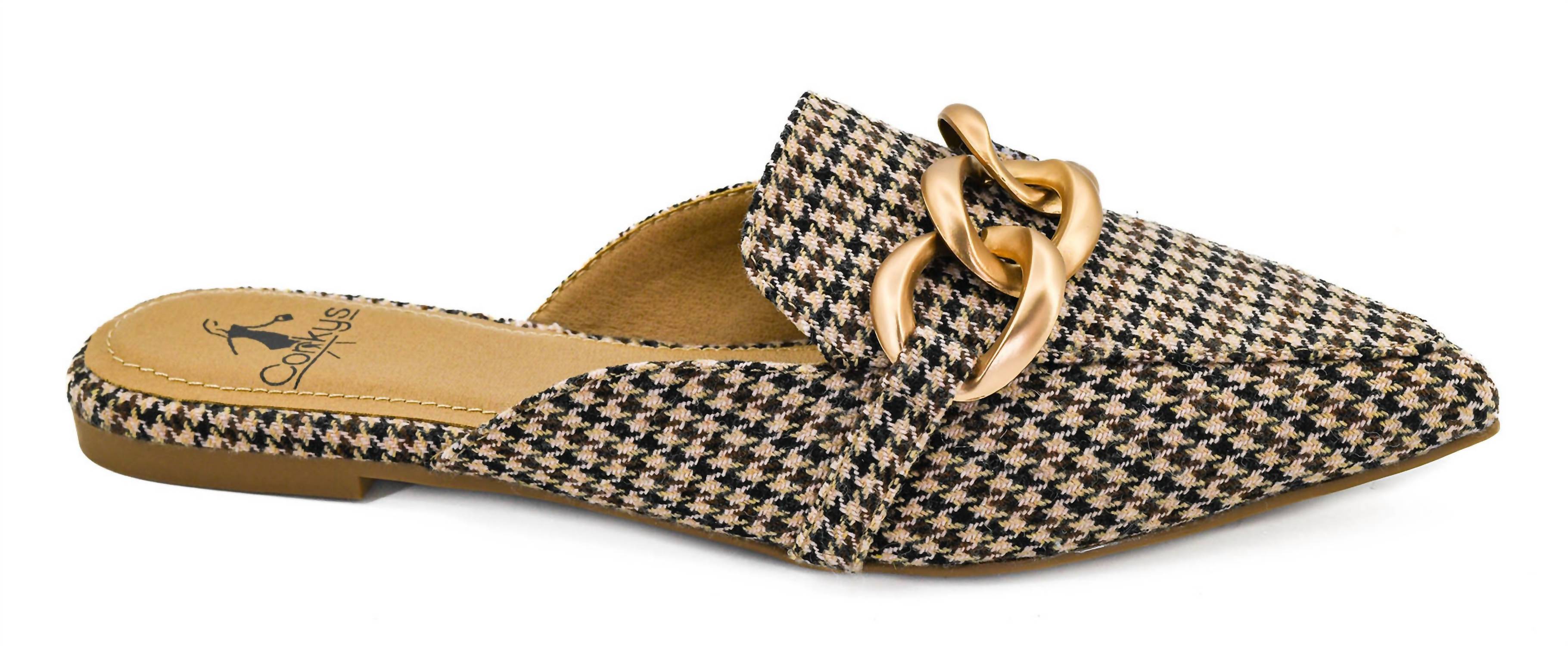 Corkys Footwear Women’s Playin’ For Keeps Slip-On Flats Black & Tan Houndstooth