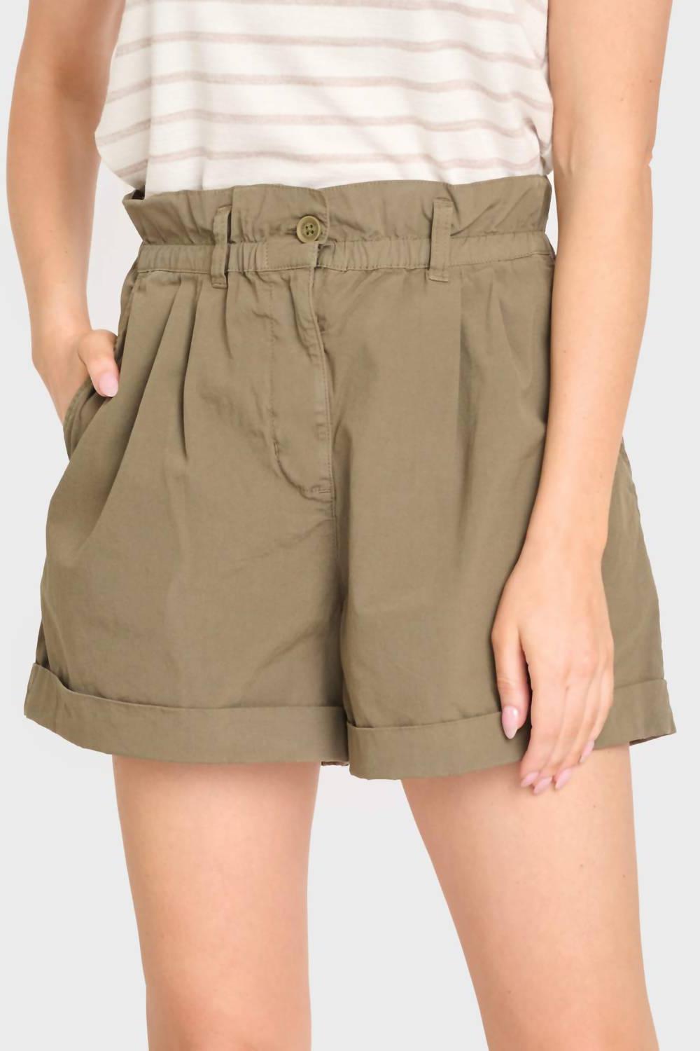 Sanctuary Elastic Waist Cuffed Short Light Burnt Olive