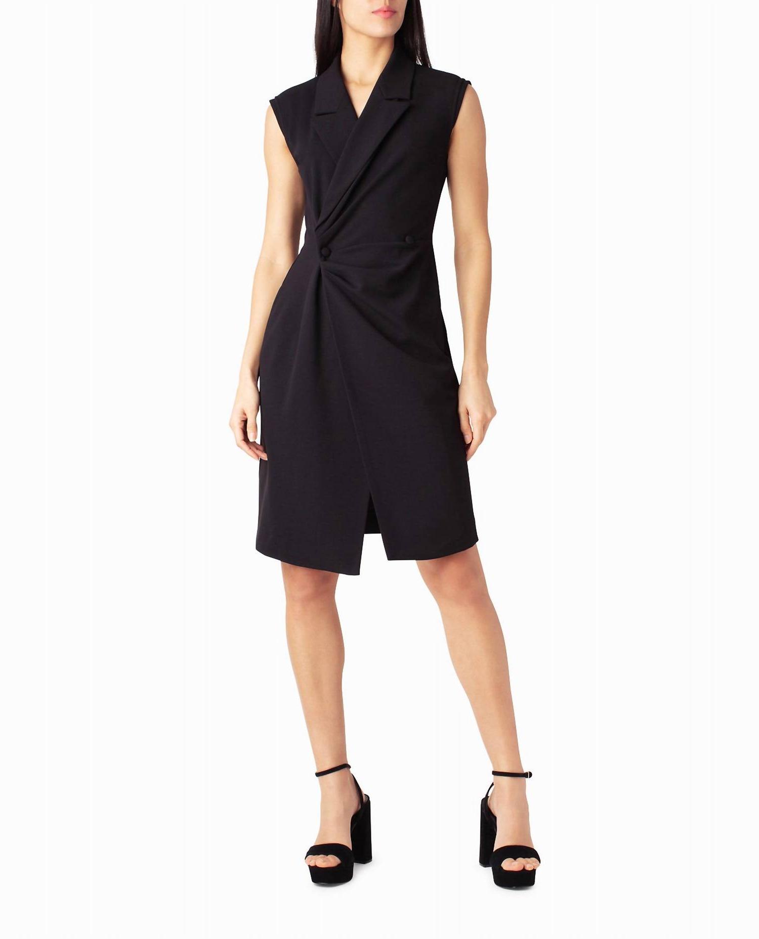 Nicole Miller Vivienne Crepe Sleeveless Coat Dress Very Black - Picture 2 of 36