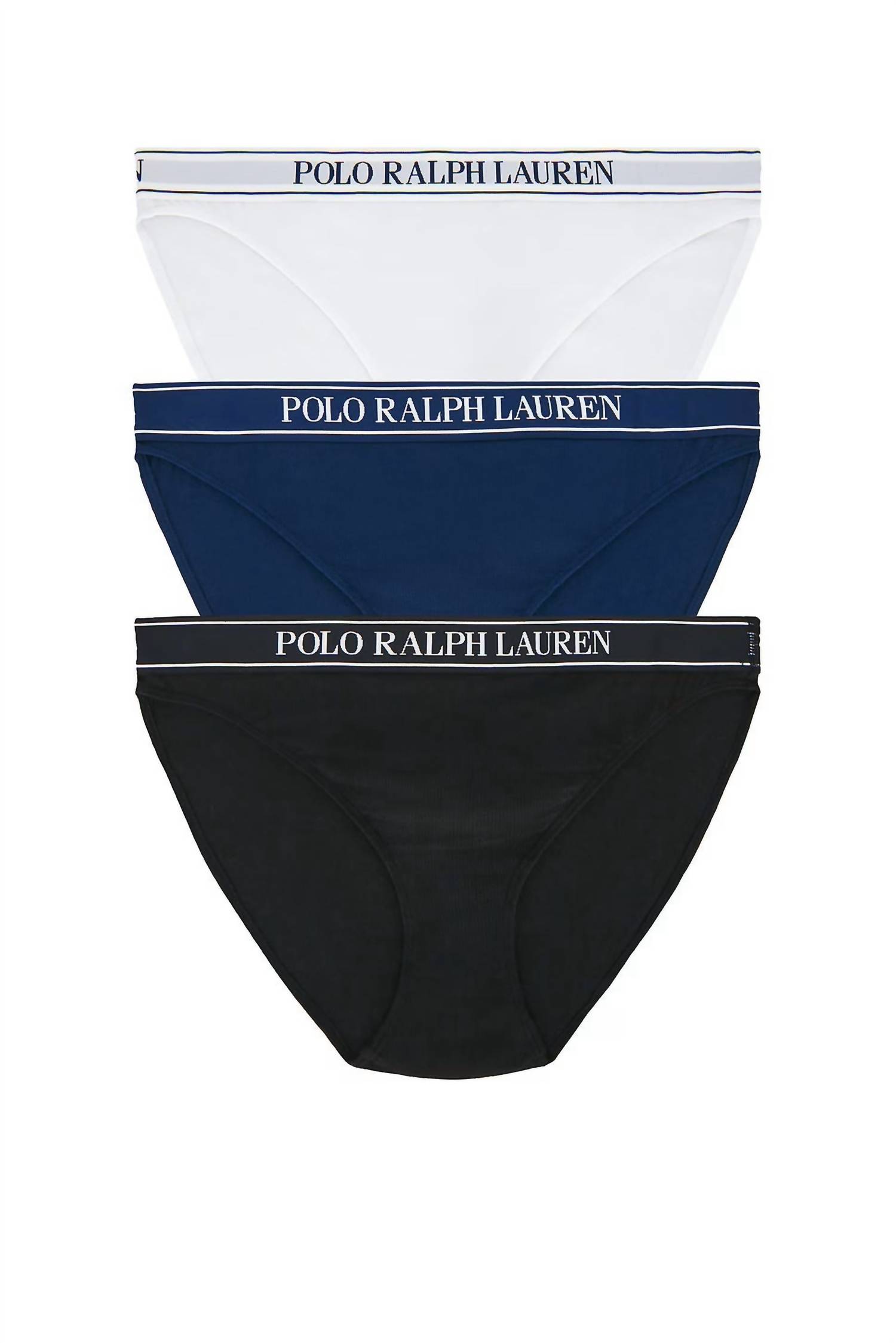 Polo Ralph Lauren Women’s Essentials Bikini Underwear – 3-Pack Onyx/white
