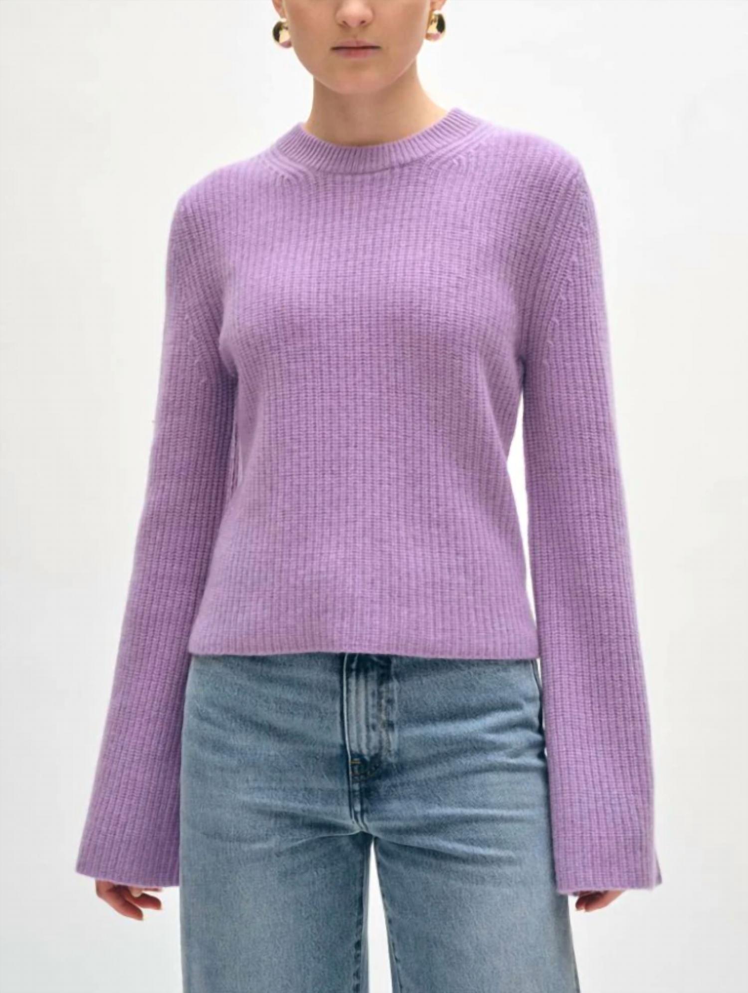 Pre-owned White + Warren Fluted Sleeve Top In Purple Haze