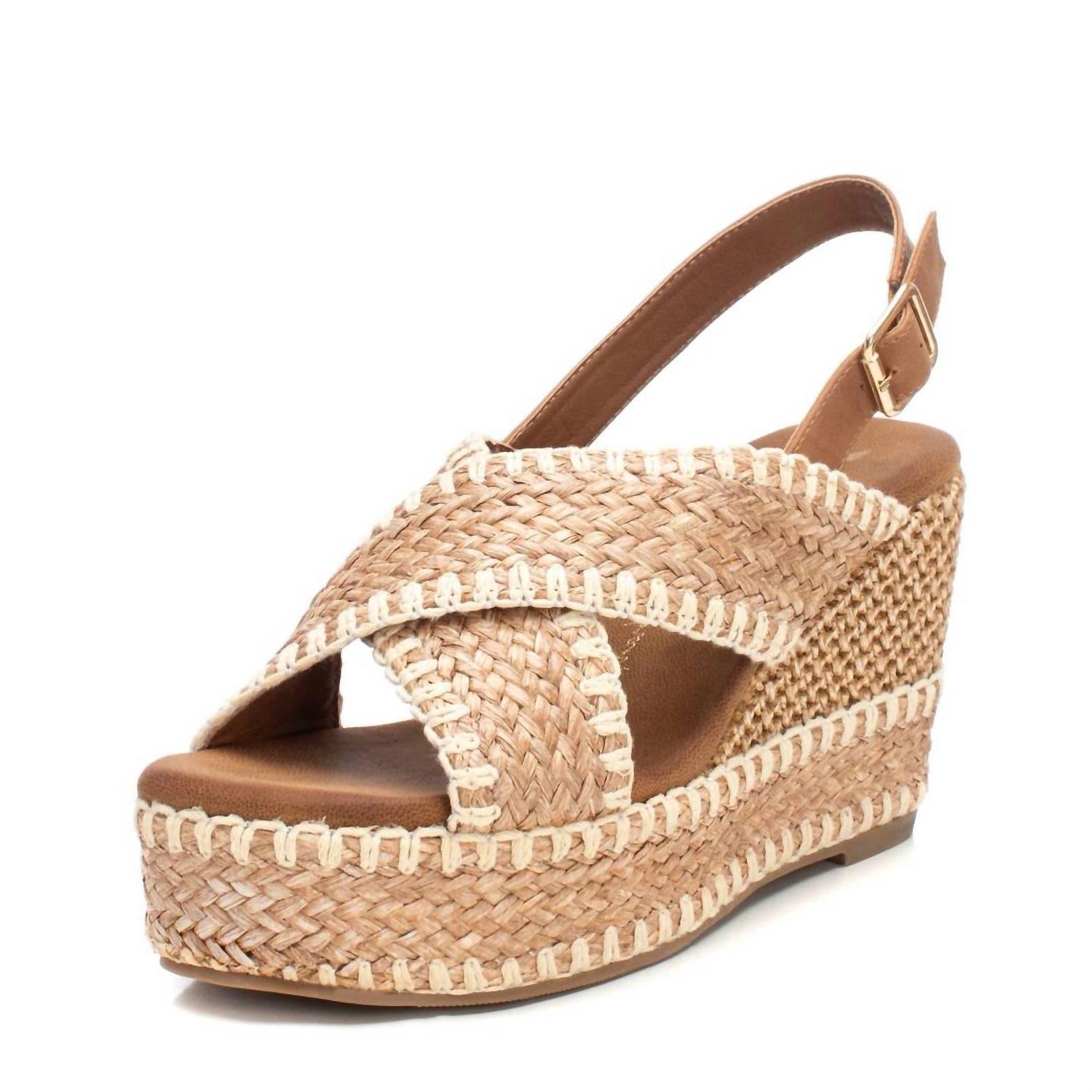 Xti Women's Raffia Wedge Sandals Taupe - Picture 3 of 29