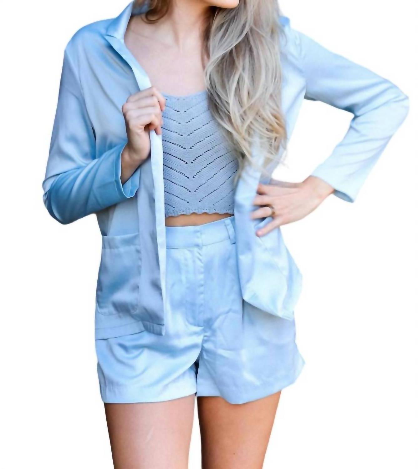 Glam All The Lights Blazer Jacket Baby Blue - Picture 2 of 4