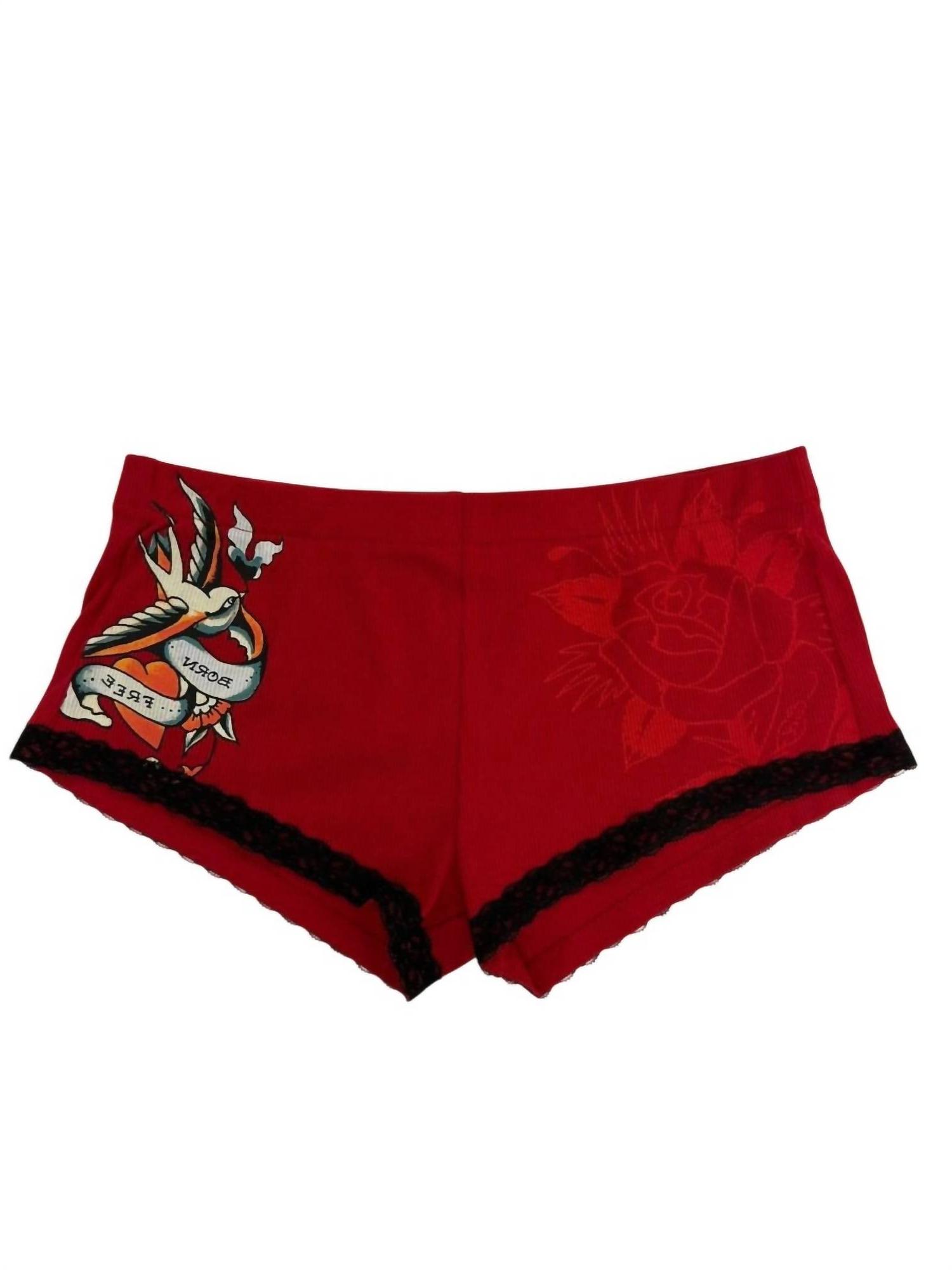 Ed Hardy Women's Born Free Swallows Cheeky Short Red | eBay