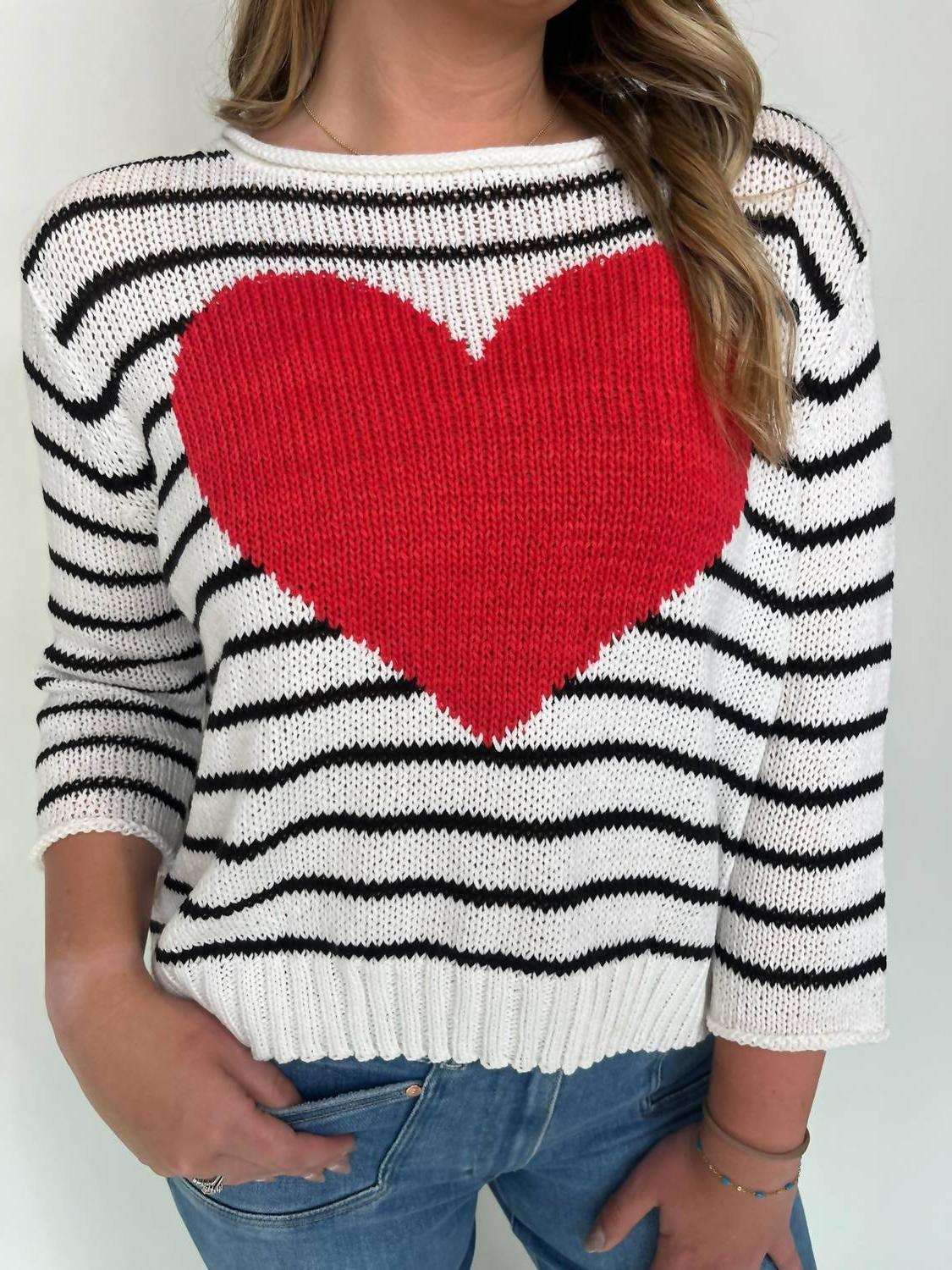 Wooden Ships Amelie Heart Sweater Breaker weiß/schwarz gestreift - Bild 4 von 7