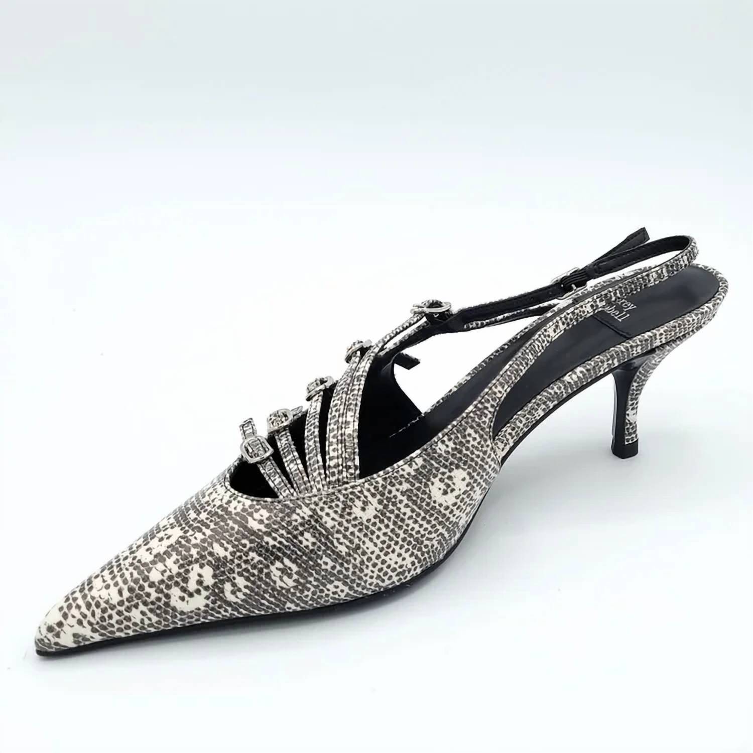 Jeffrey Campbell Women's Lash-2 Slingback Pumps Black White Lizard