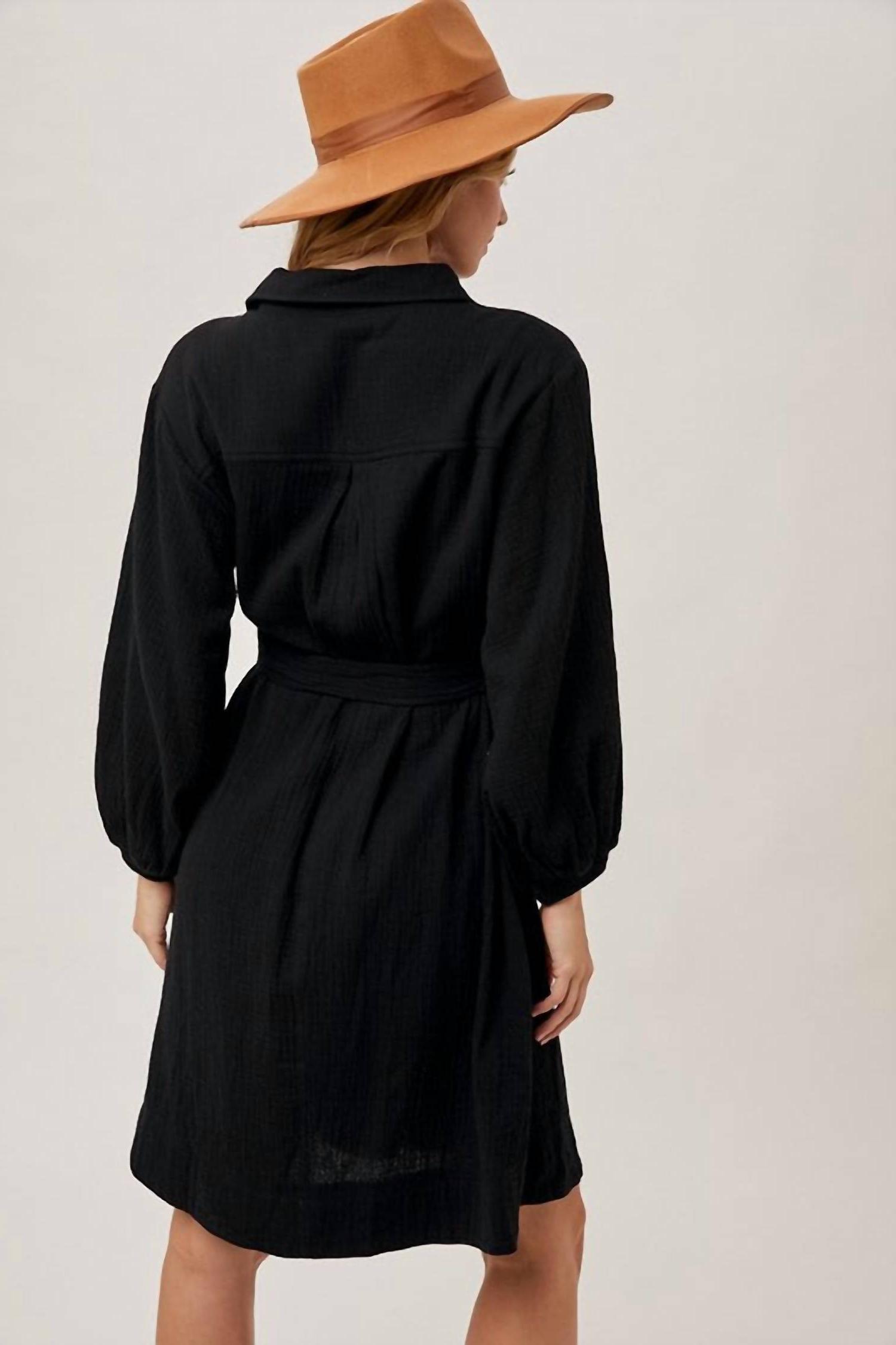 Bluivy jayden tie waist shirtdress Black - Picture 3 of 7