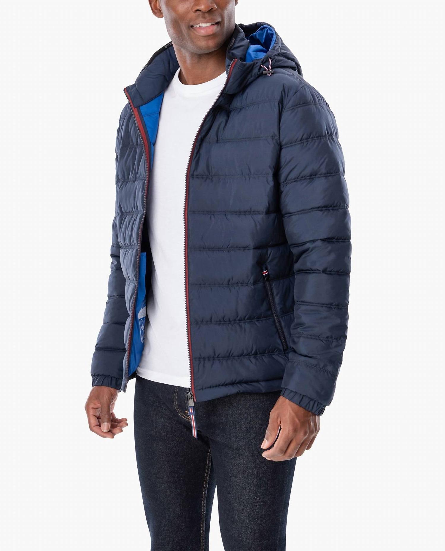 London Fog Plainfield Hooded Puffer Jacket Midnight Blue - Picture 2 of 9