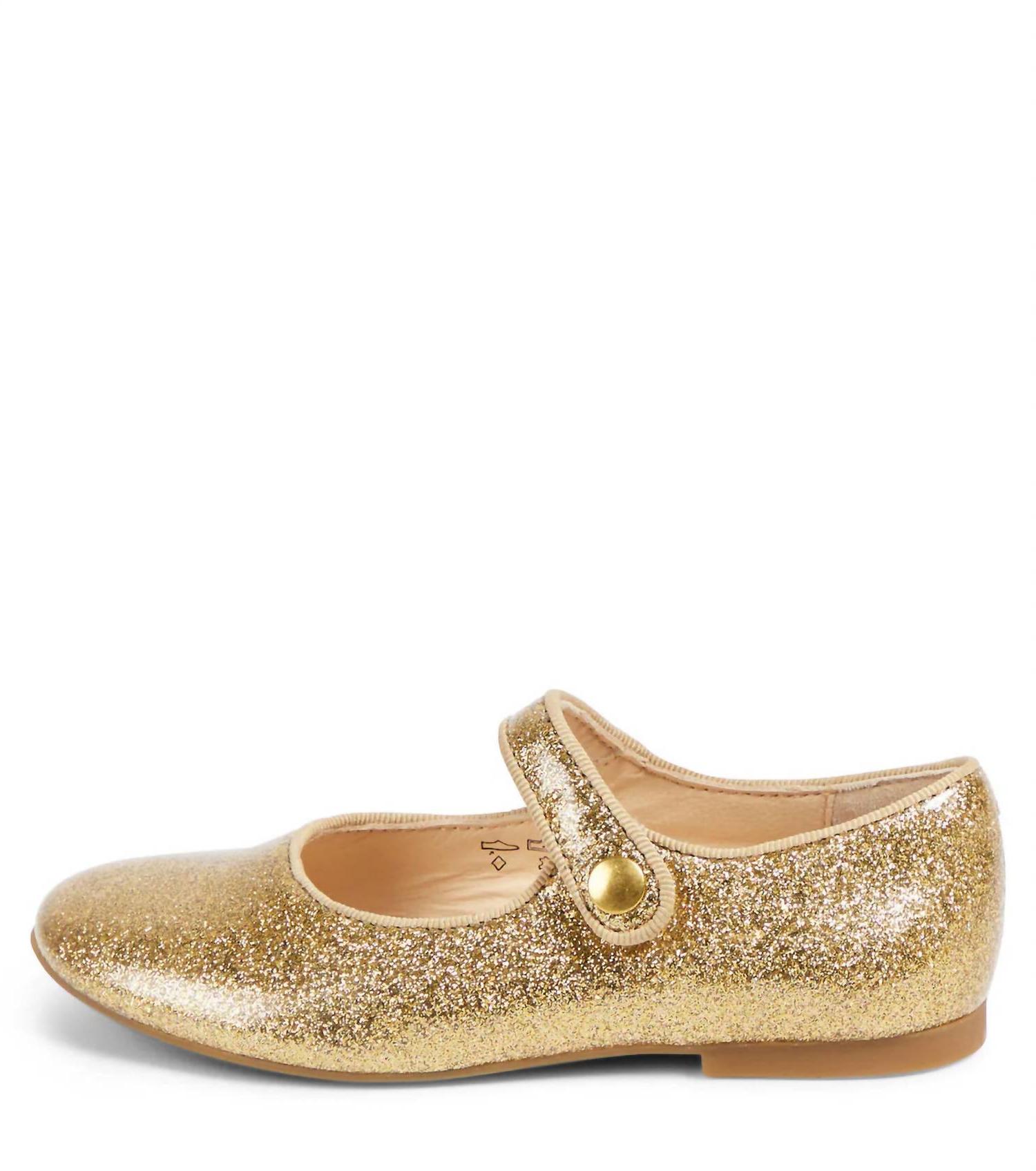 Pom D'api girl's daisy glitter lisse mary jane shoe Oro / Gold - Picture 3 of 25