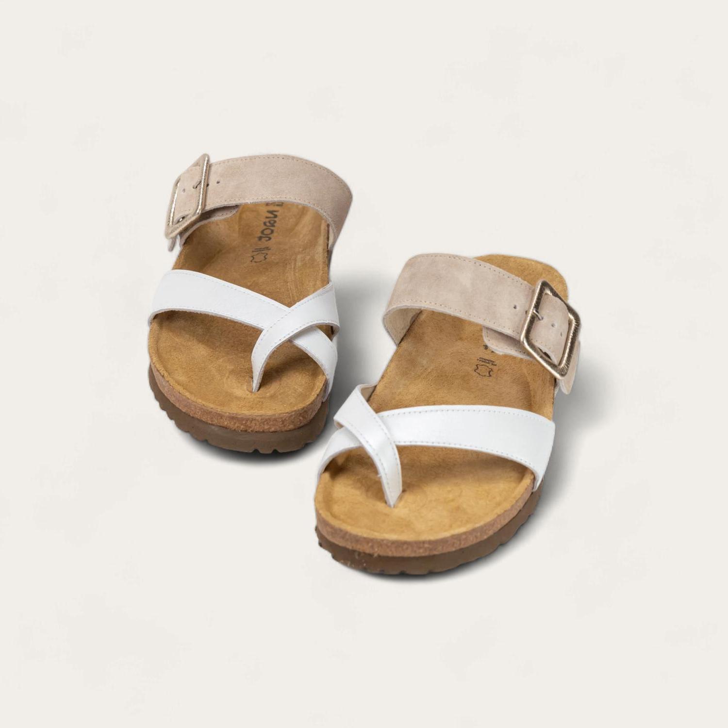 Naot women's fresno toe loop slide sandal White Pearl Leather/sand Stone - Picture 6 of 6