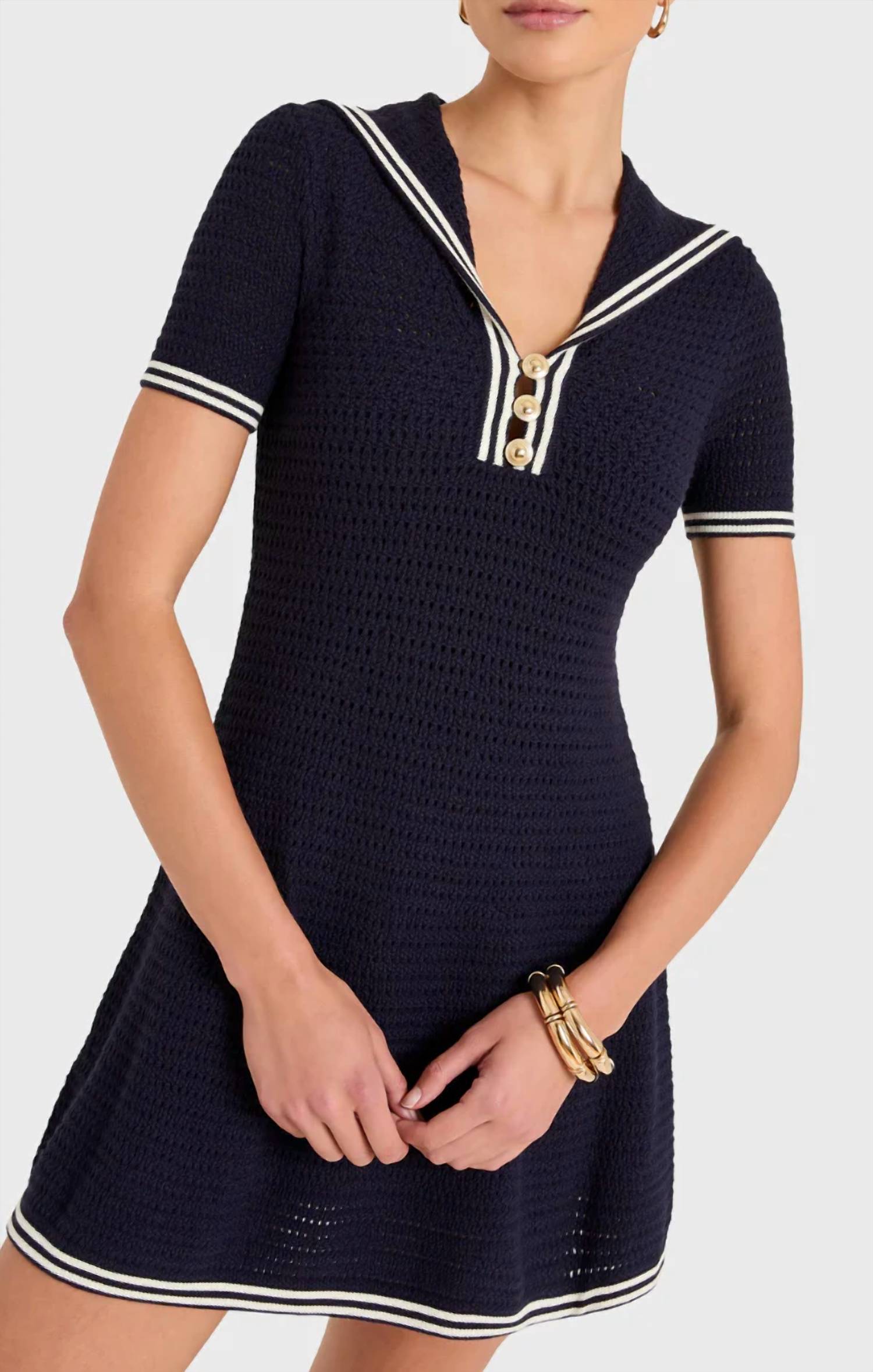 Amanda Uprichard Monique Mini Dress Navy/ivory