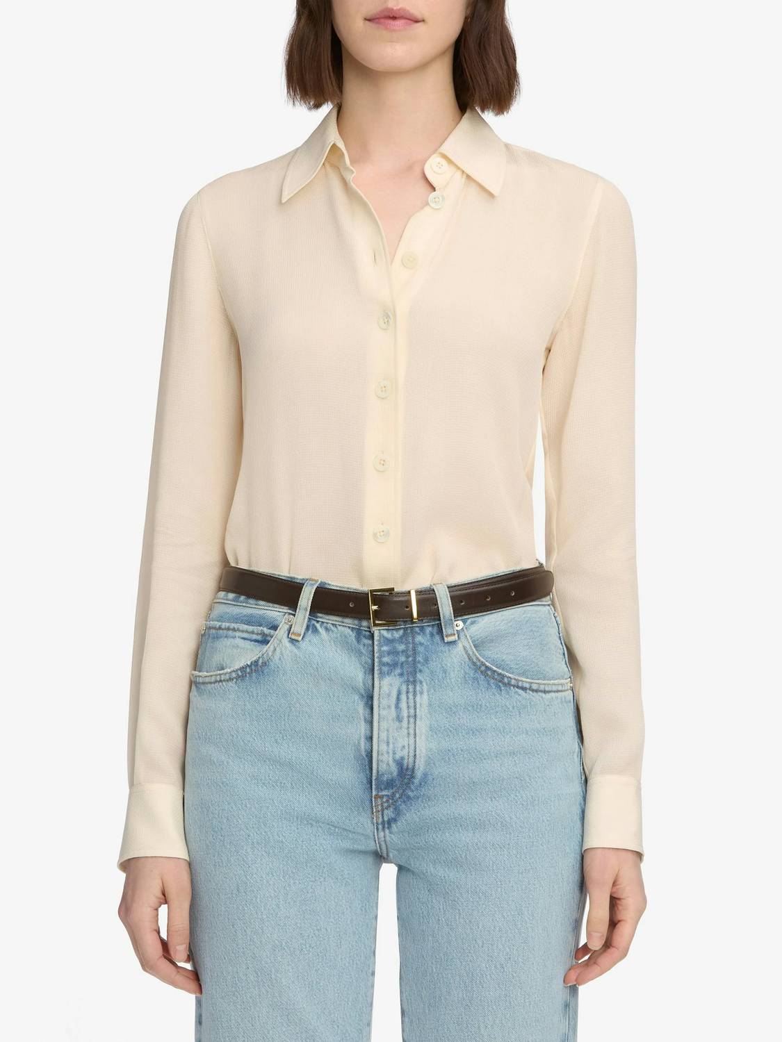 Frame Textured Woven Button Shirt Cream
