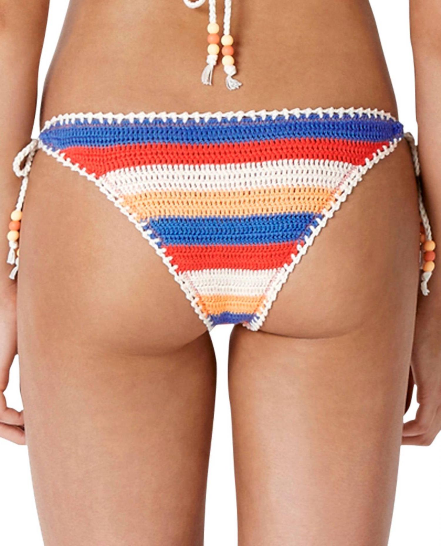 Seafolly crochet side tie brazilian bikini bottom SEA CARIBBEAN KOOL - Picture 3 of 5