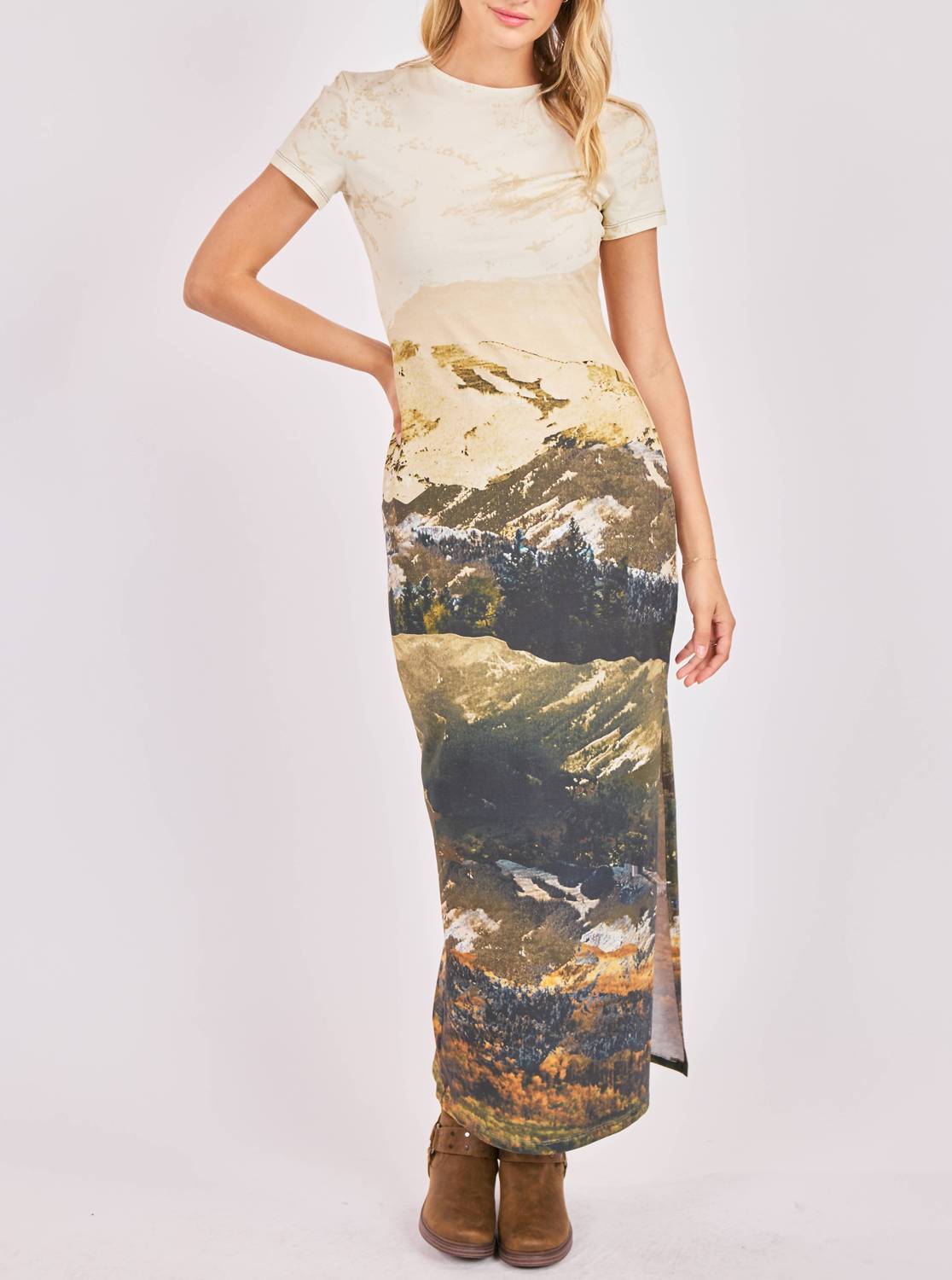 Sage The Label Wondrous Knit Graphic Maxi Dress Multi