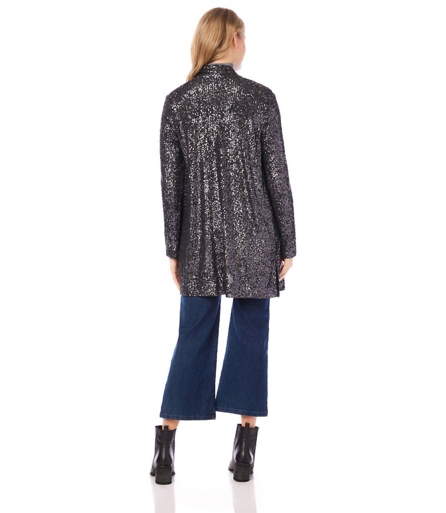 Karen Kane Sequin Duster Smoke - Picture 3 of 9
