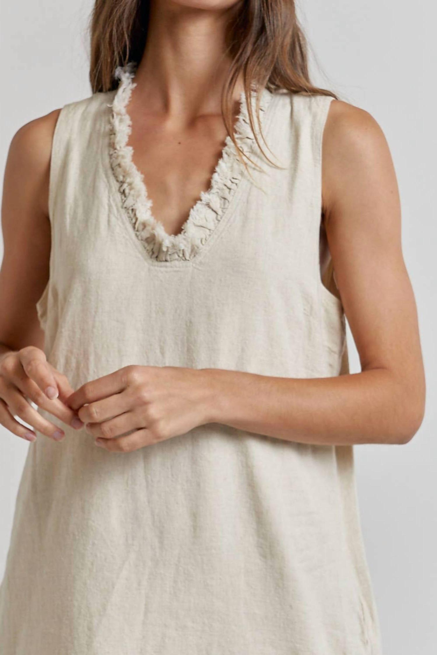 Lalavon Elsa Linen Dress Oatmeal - Picture 5 of 16